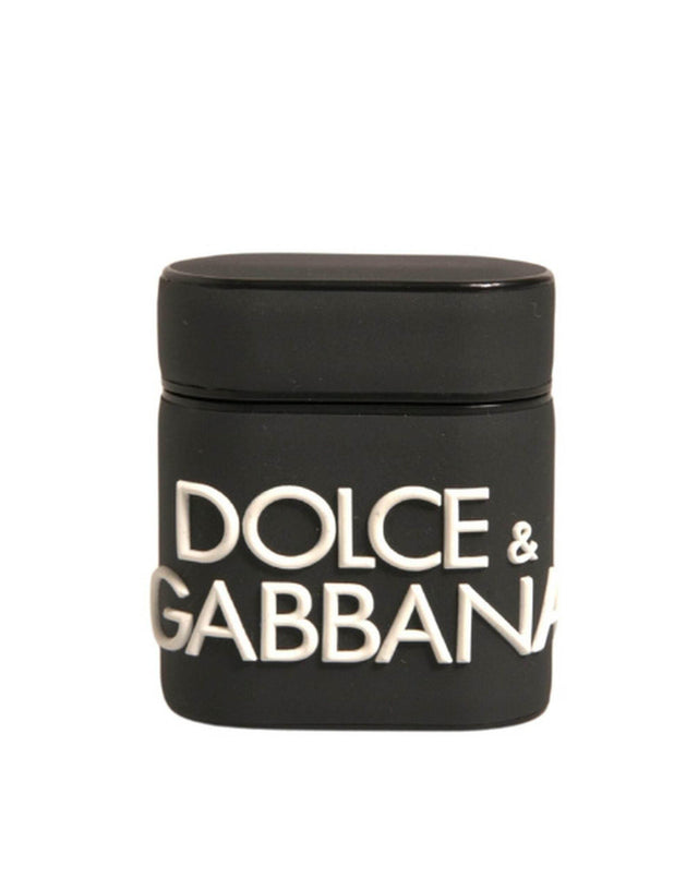 Dolce & Gabbana Black White Silicone Embossed Logo Airpods Case - Hilstor