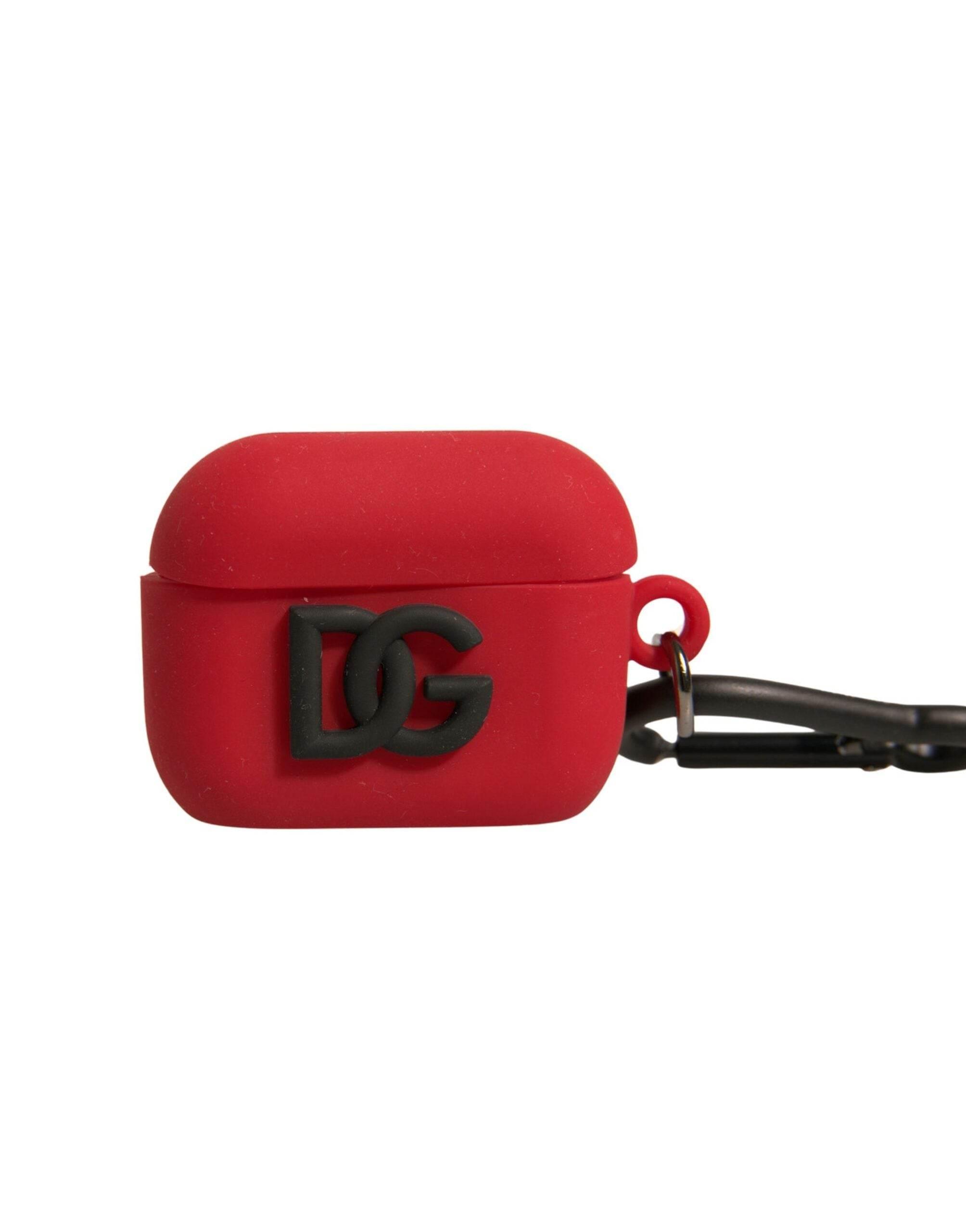 Dolce & Gabbana Red Silicone Rubber Logo Embossed Airpods Case - Hilstor