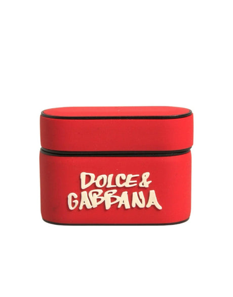 Dolce & Gabbana Red PVC Embossed Logo Plaque Holder Airpods Case - Hilstor