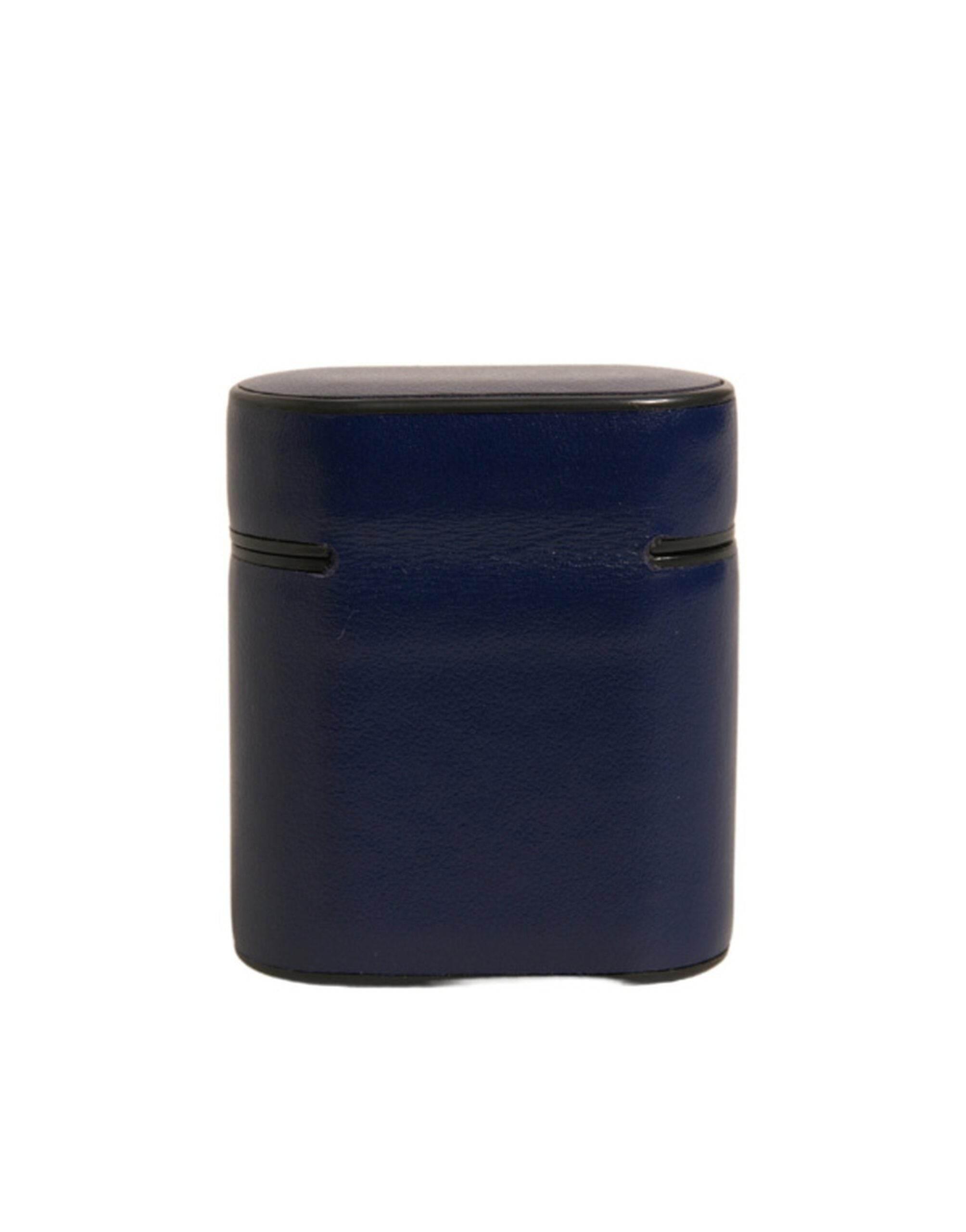 Dolce & Gabbana Blue Leather Logo Print Flip Holder Airpods Case - Hilstor