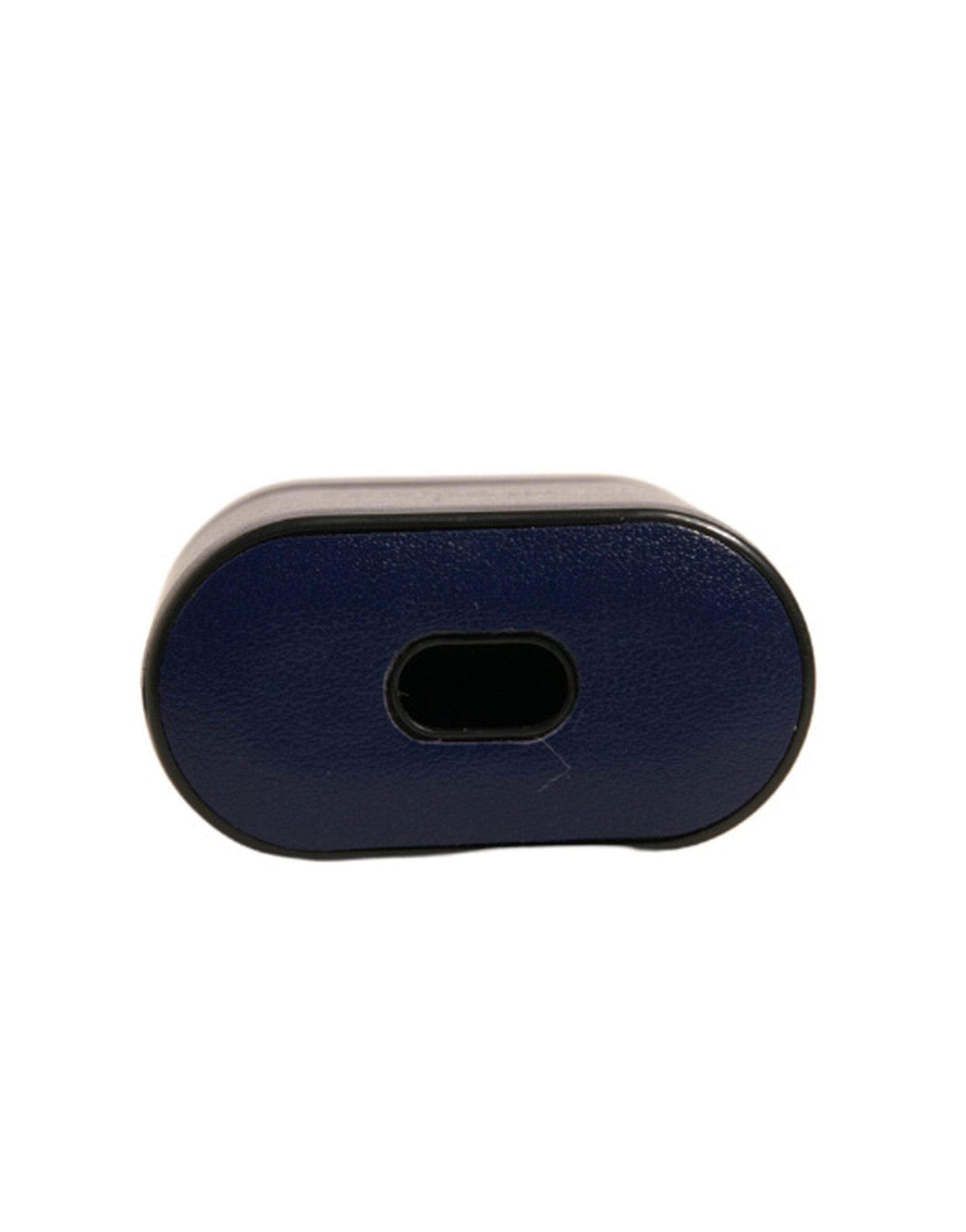 Dolce & Gabbana Blue Leather Logo Print Flip Holder Airpods Case - Hilstor