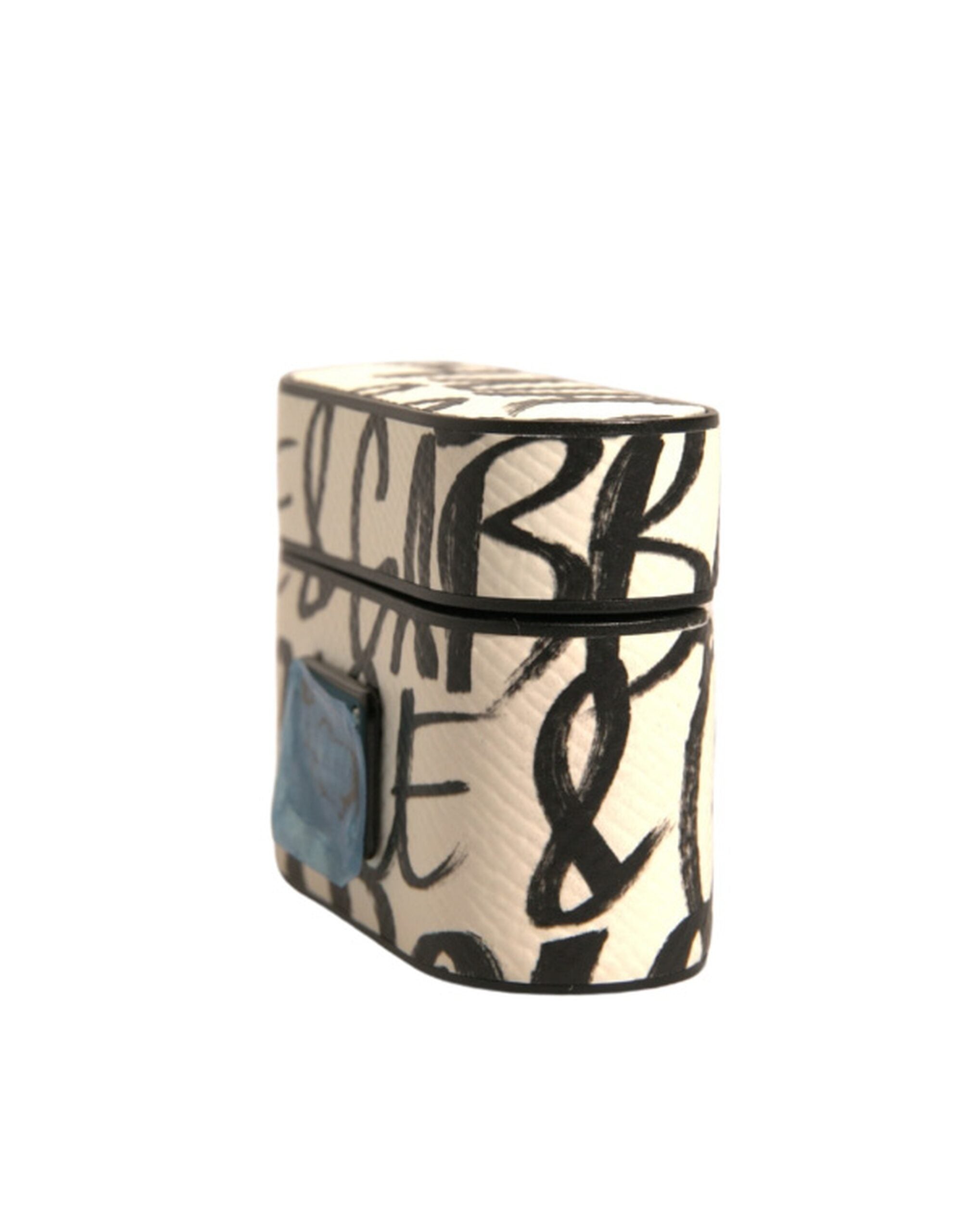 Dolce &amp; Gabbana Black White Læder Scribble Logo Airpods etui