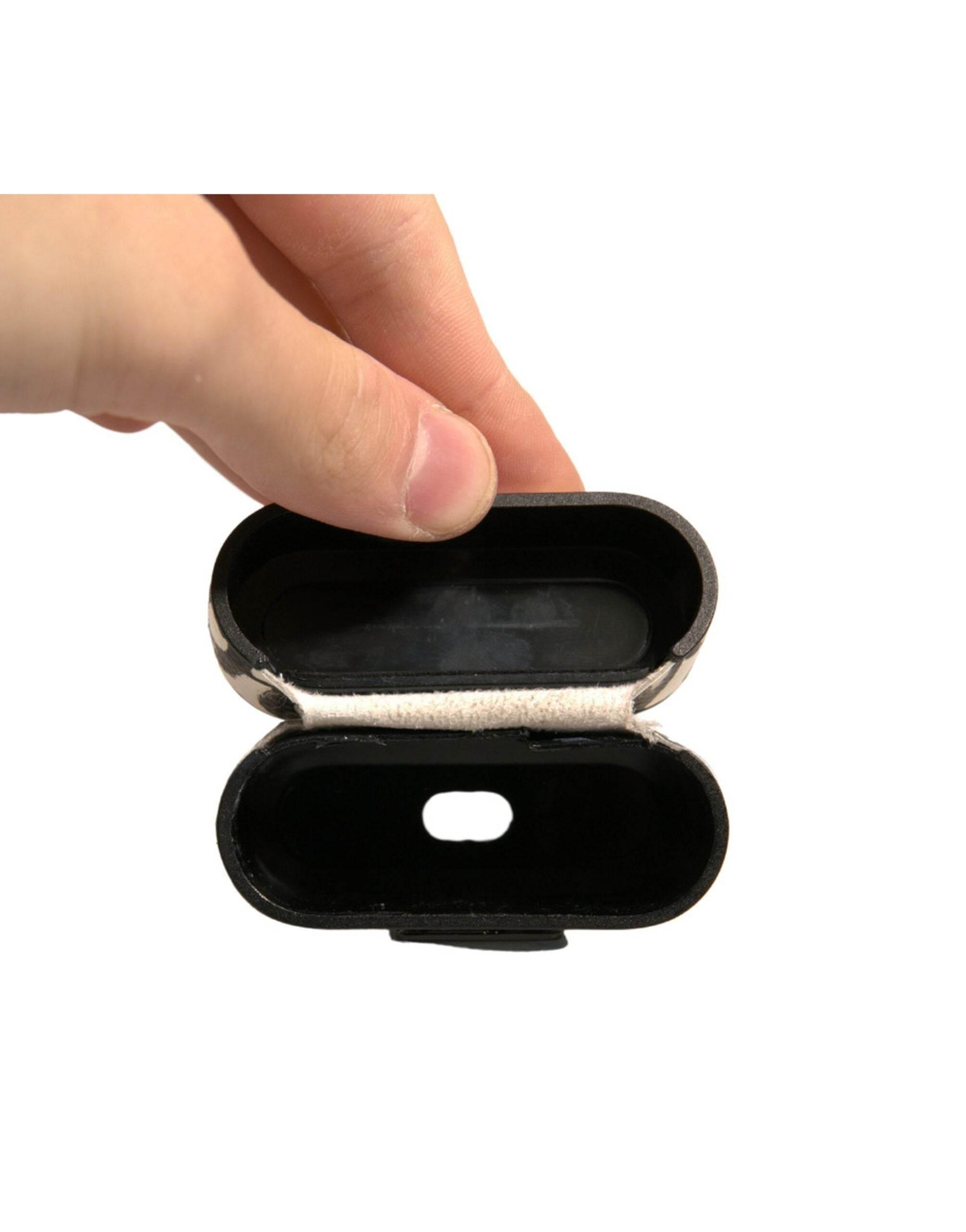 Dolce & Gabbana Black White Leather Scribble Embossed Logo Airpods Case - Hilstor