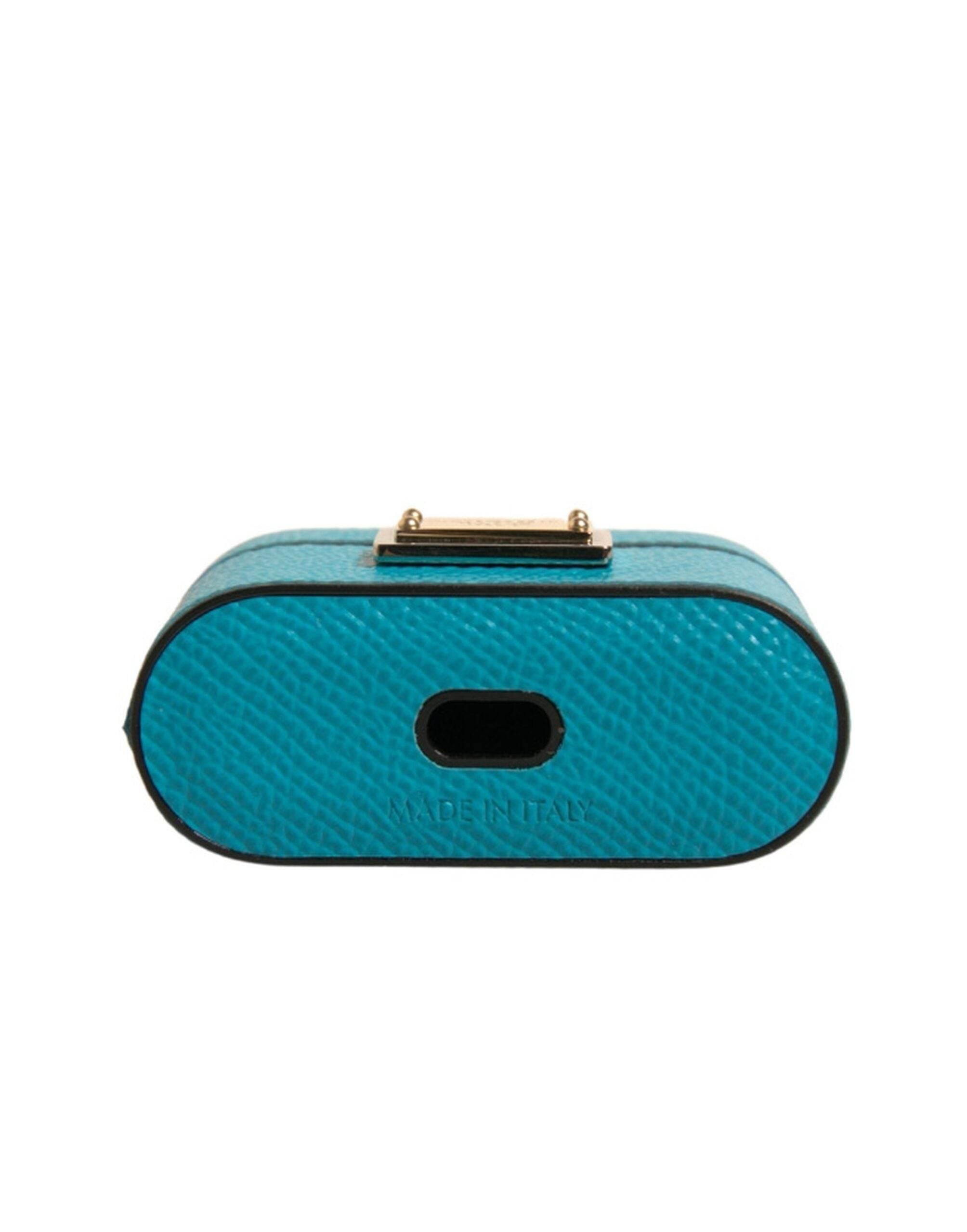 Dolce & Gabbana Green Leather Metal Logo Plaque Holder Airpods Case - Hilstor