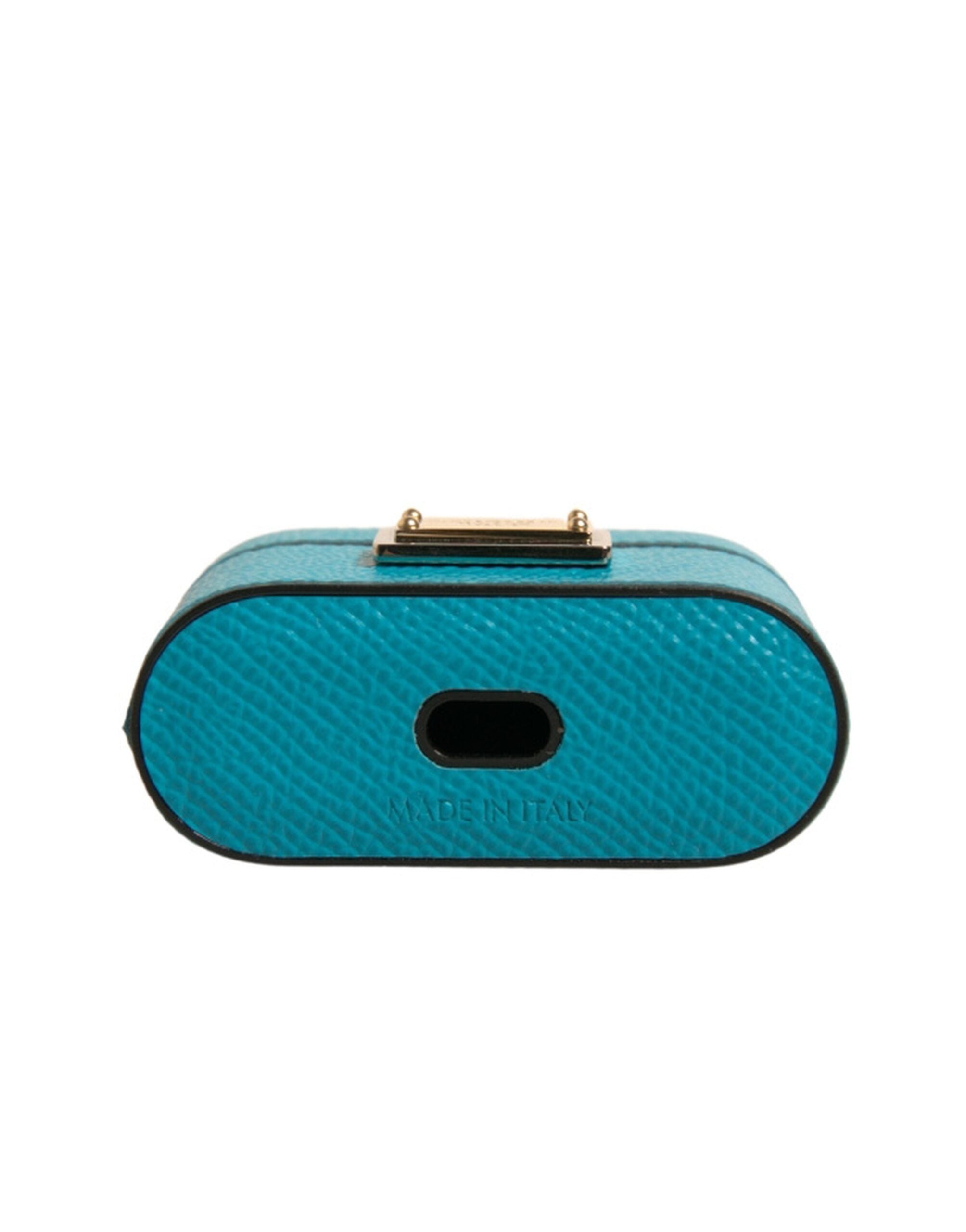 Dolce &amp; Gabbana Grønt Læder Metal Logo Plaque Holder Airpods etui