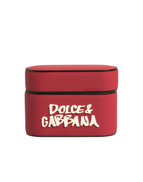 Dolce & Gabbana Red PVC Embossed Logo Plaque Holder Airpods Case - Hilstor