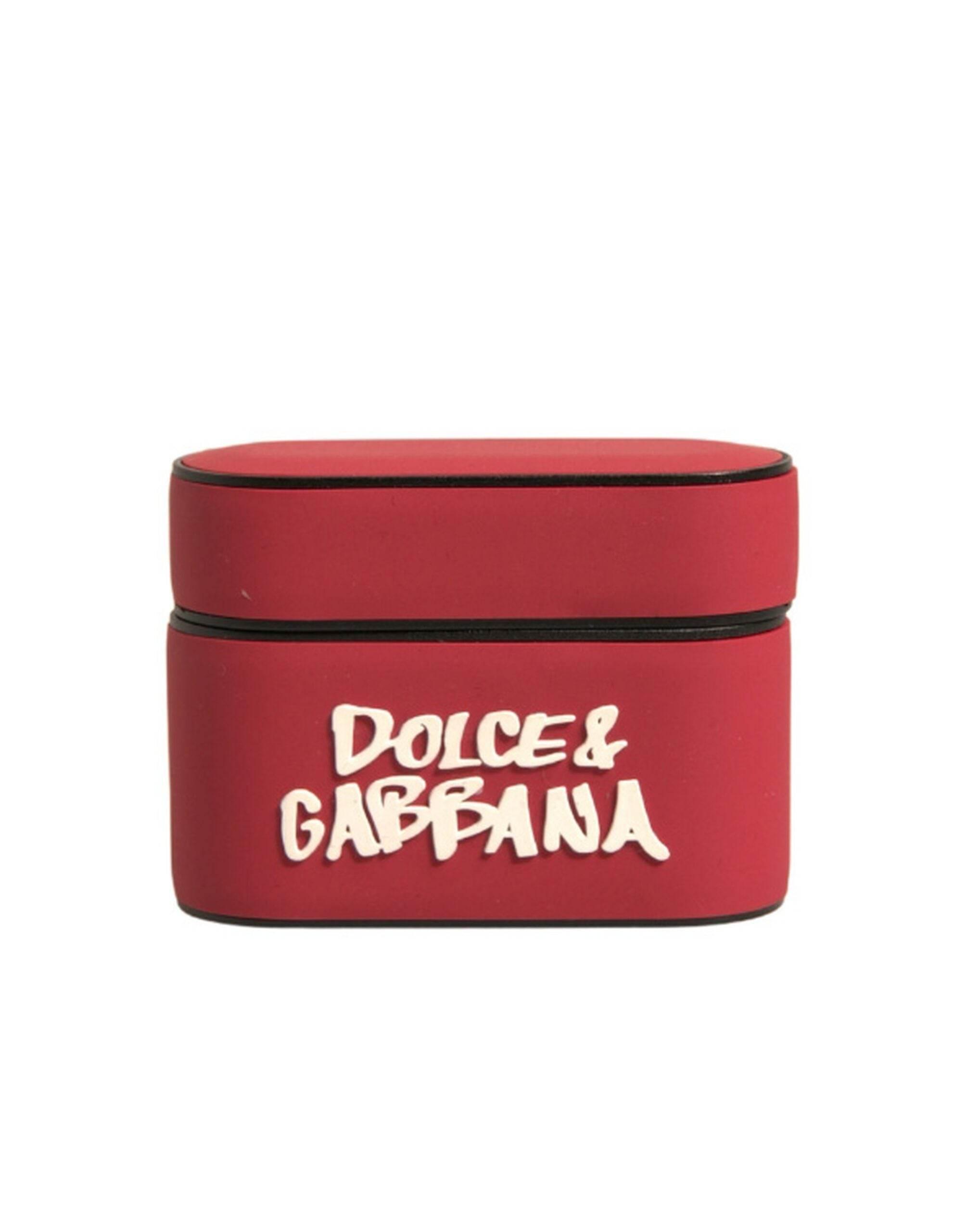 Dolce & Gabbana Red PVC Embossed Logo Plaque Holder Airpods Case - Hilstor