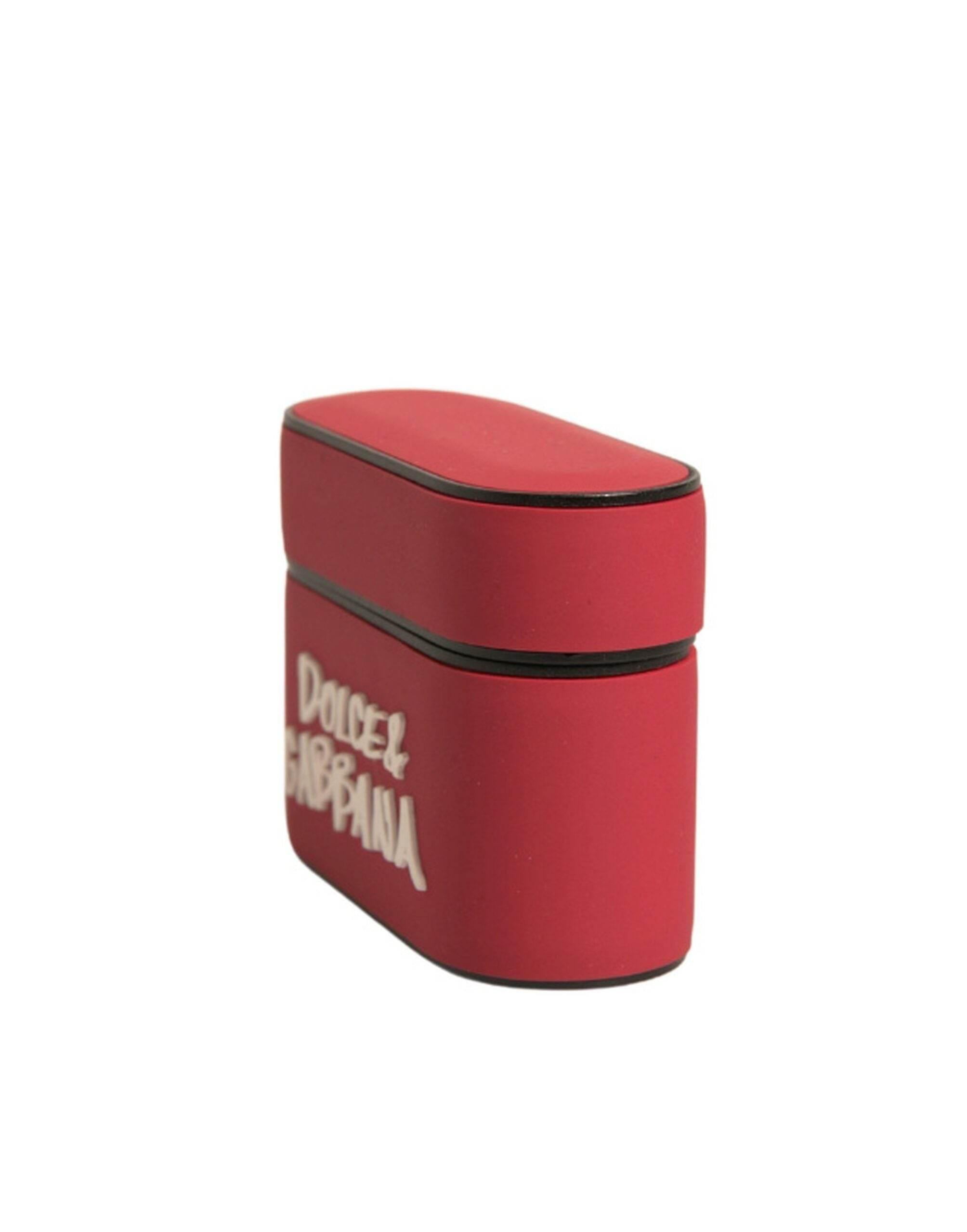 Dolce & Gabbana Red PVC Embossed Logo Plaque Holder Airpods Case - Hilstor