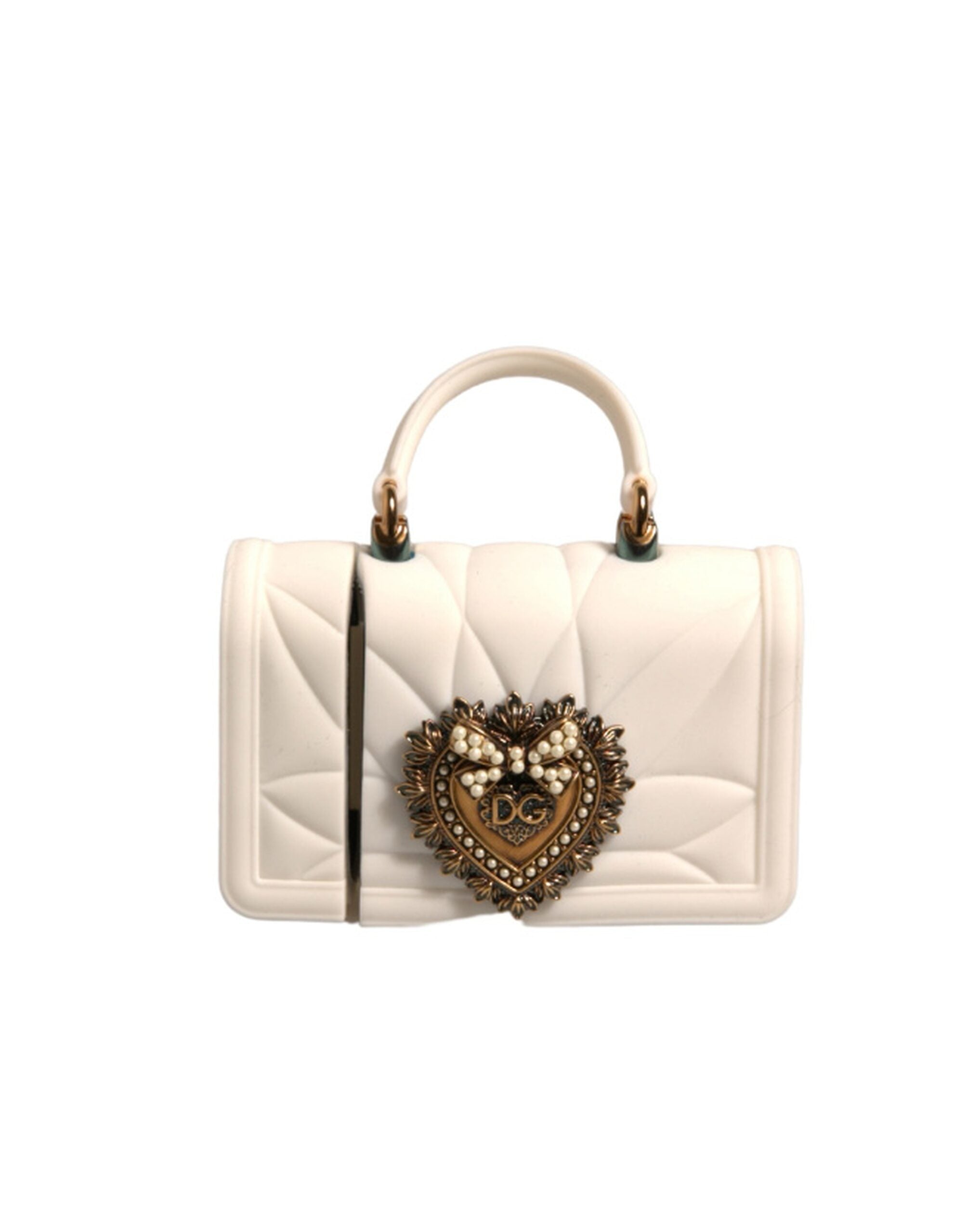 Dolce &amp; Gabbana Hvid Silikone Devotion Heart Cover Håndtaske Airpod Case