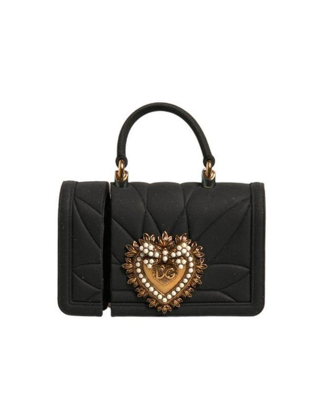 Dolce & Gabbana Black Silicone Devotion Heart Cover Hand Bag Airpod Case - Hilstor