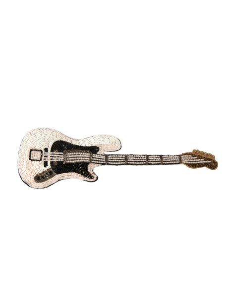 Dolce & Gabbana Gold Brass Beaded Guitar Pin Brooch - Hilstor