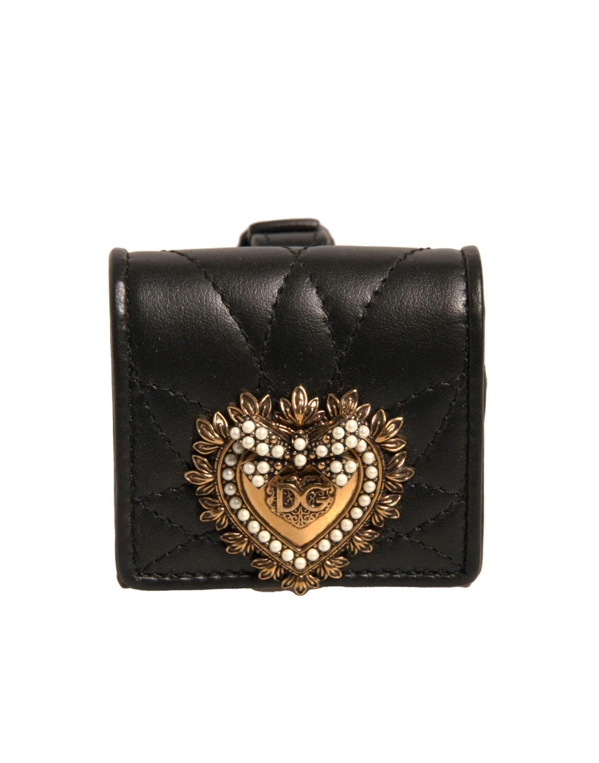 Dolce & Gabbana Black Leather Devotion Heart Strap Airpod Case - Hilstor