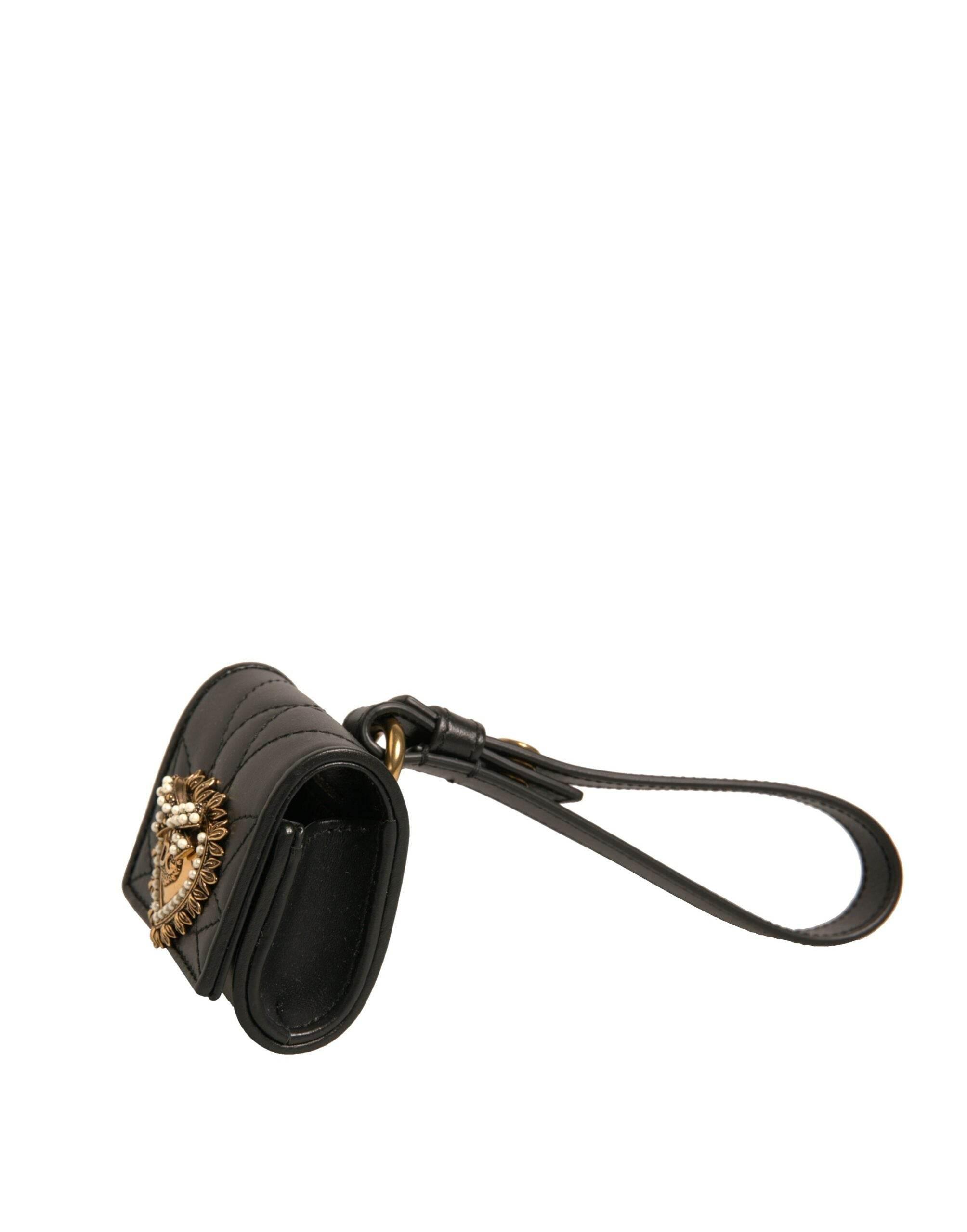 Dolce & Gabbana Black Leather Devotion Heart Strap Airpod Case - Hilstor