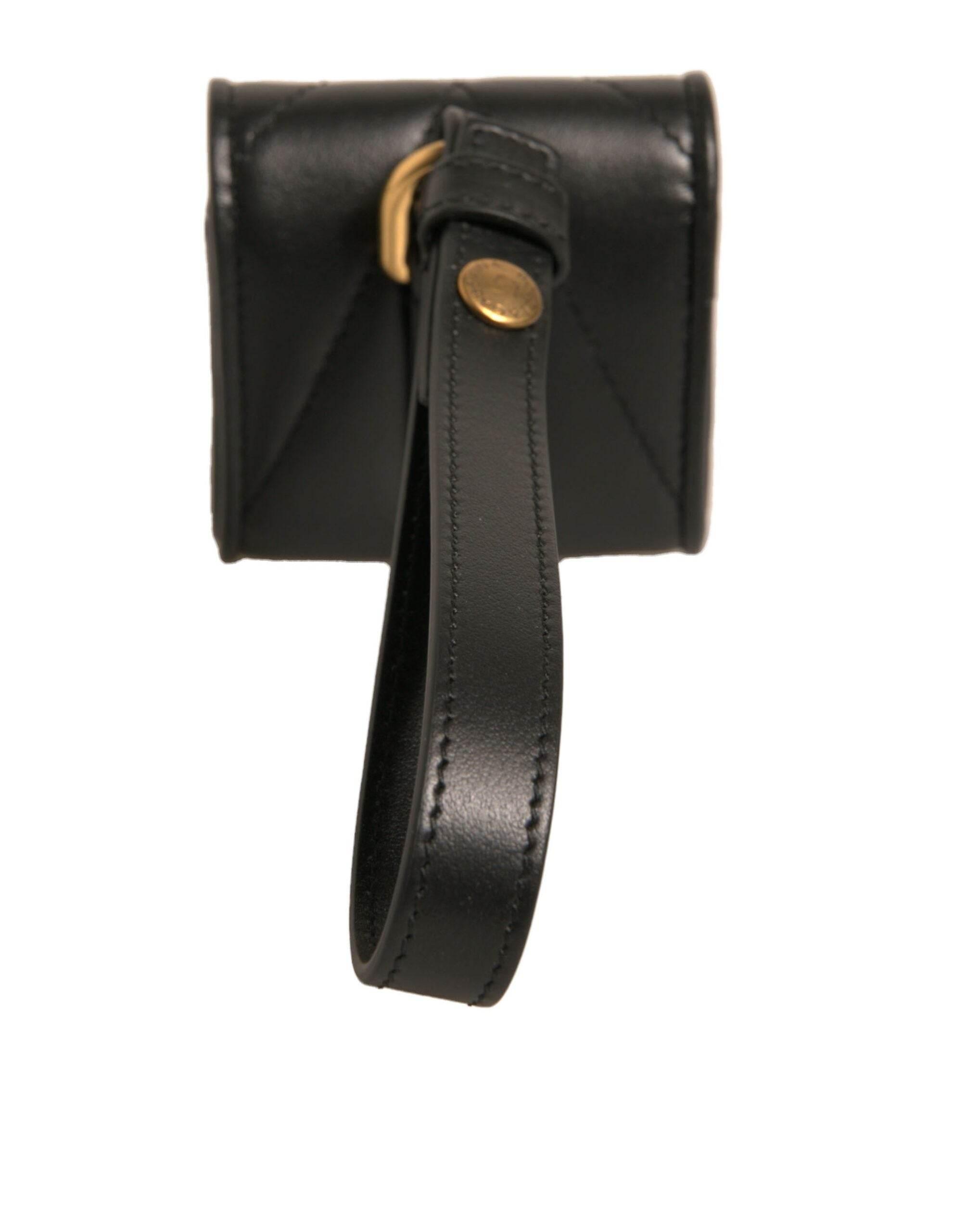 Dolce & Gabbana Black Leather Devotion Heart Strap Airpod Case - Hilstor