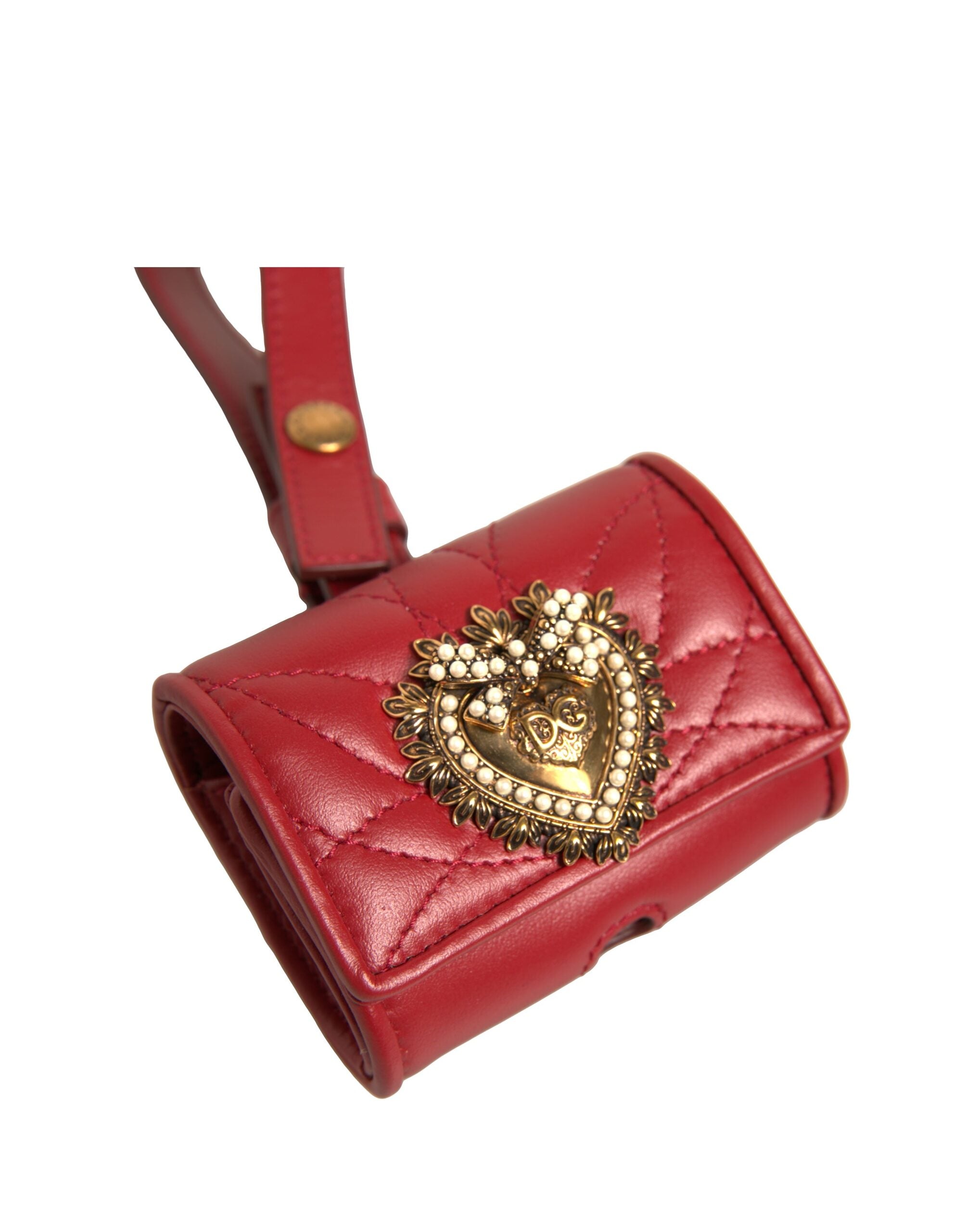 Dolce &amp; Gabbana Black Læder Devotion Heart Strap Airpod Case