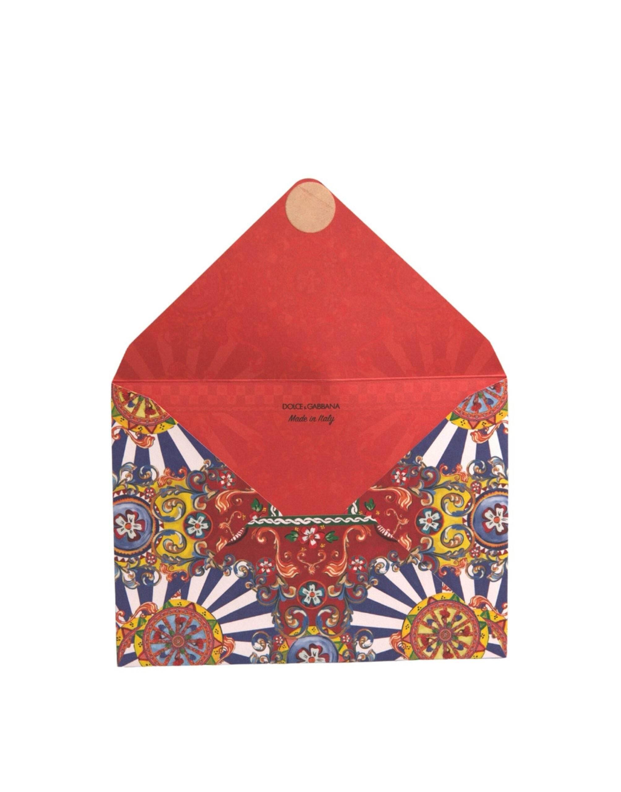 Dolce & Gabbana Multicolor Carretto Siciliano Envelope Post Card Holder - Hilstor