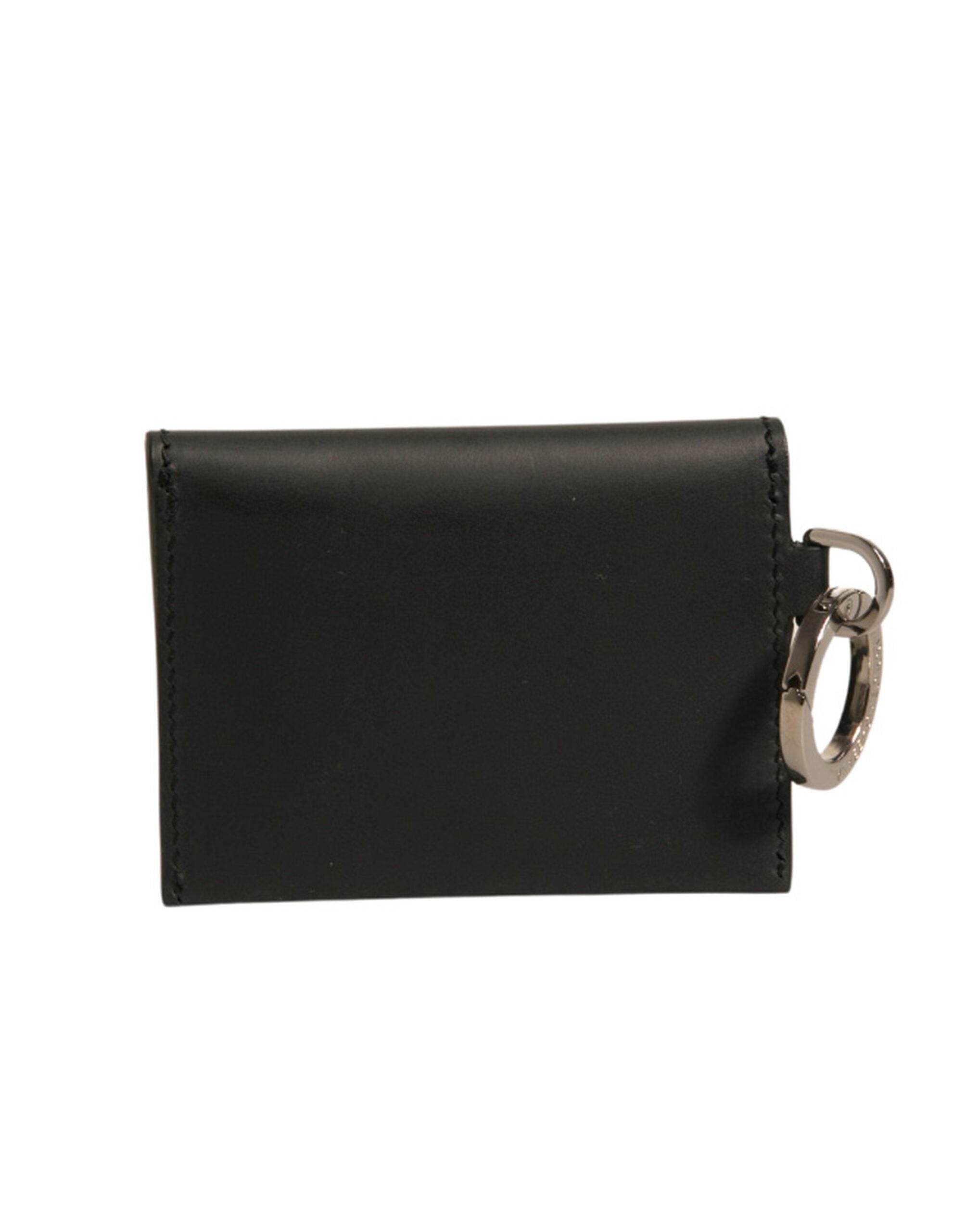 Dolce & Gabbana Black Leather Card Case Keychain Key Holder - Hilstor