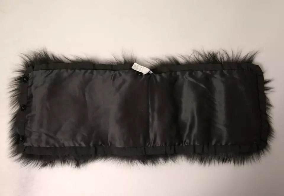 Dolce & Gabbana Black Fur Shoulder Collar Wrap Shawl Scarf - Hilstor