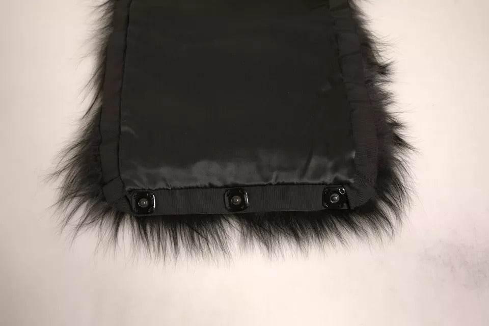 Dolce & Gabbana Black Fur Shoulder Collar Wrap Shawl Scarf - Hilstor