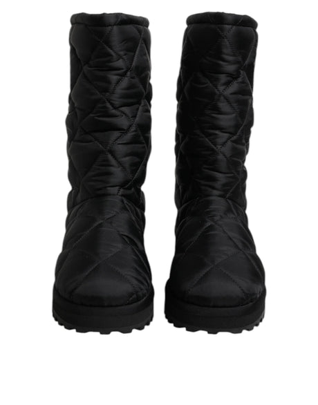Dolce & Gabbana Black Polyester Padded Mid Calf Boots Winter Shoes - Hilstor