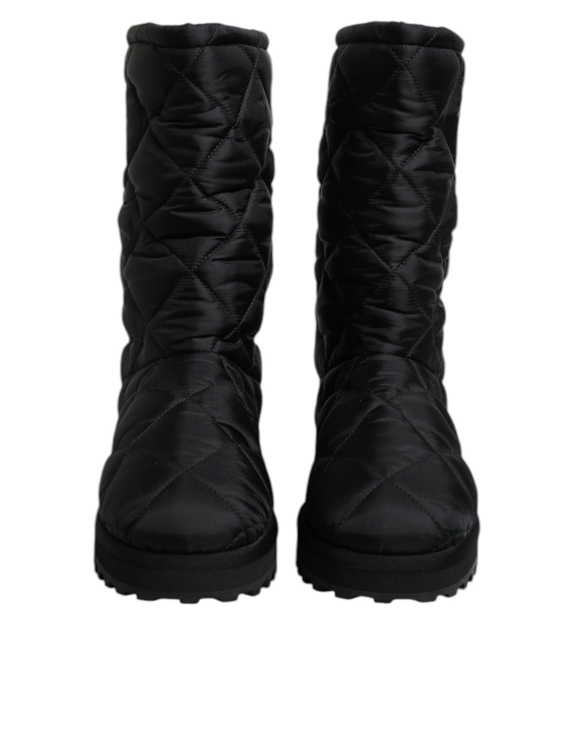 Dolce &amp; Gabbana Svarta Polyester Vadderade Mid Vadd Stövlar Vinterskor