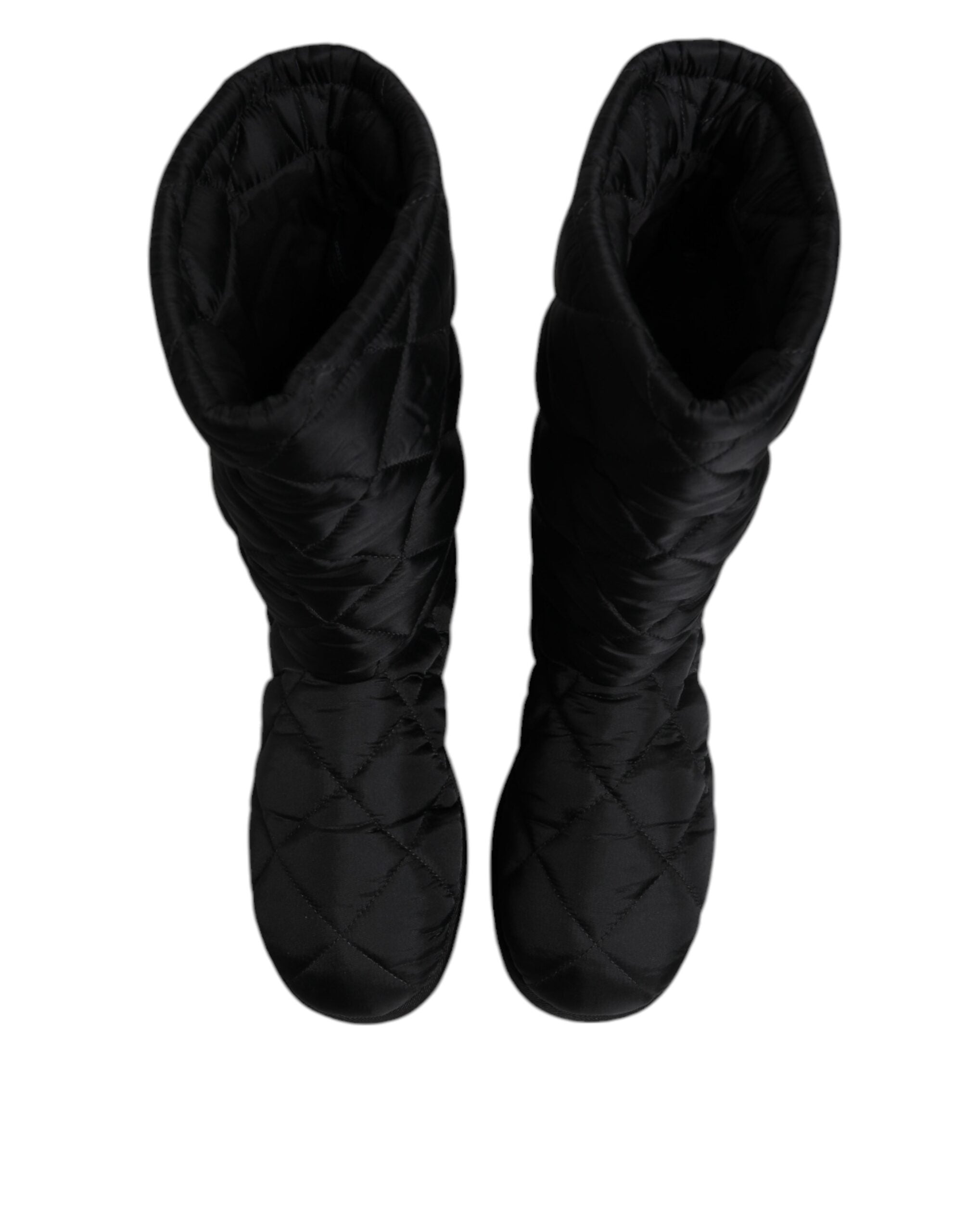 Dolce &amp; Gabbana Svarta Polyester Vadderade Mid Vadd Stövlar Vinterskor