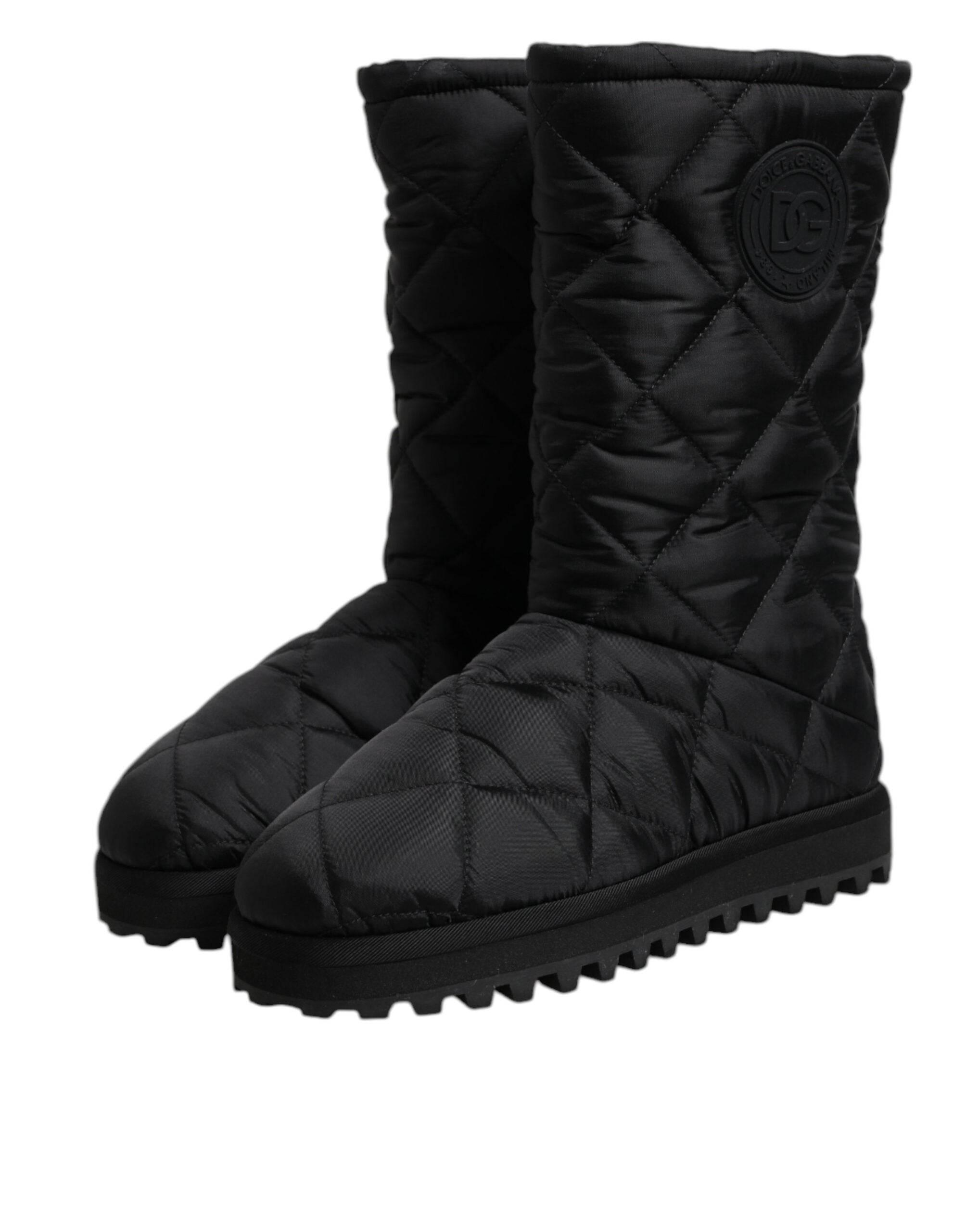 Dolce & Gabbana Black Polyester Padded Mid Calf Boots Winter Shoes - Hilstor