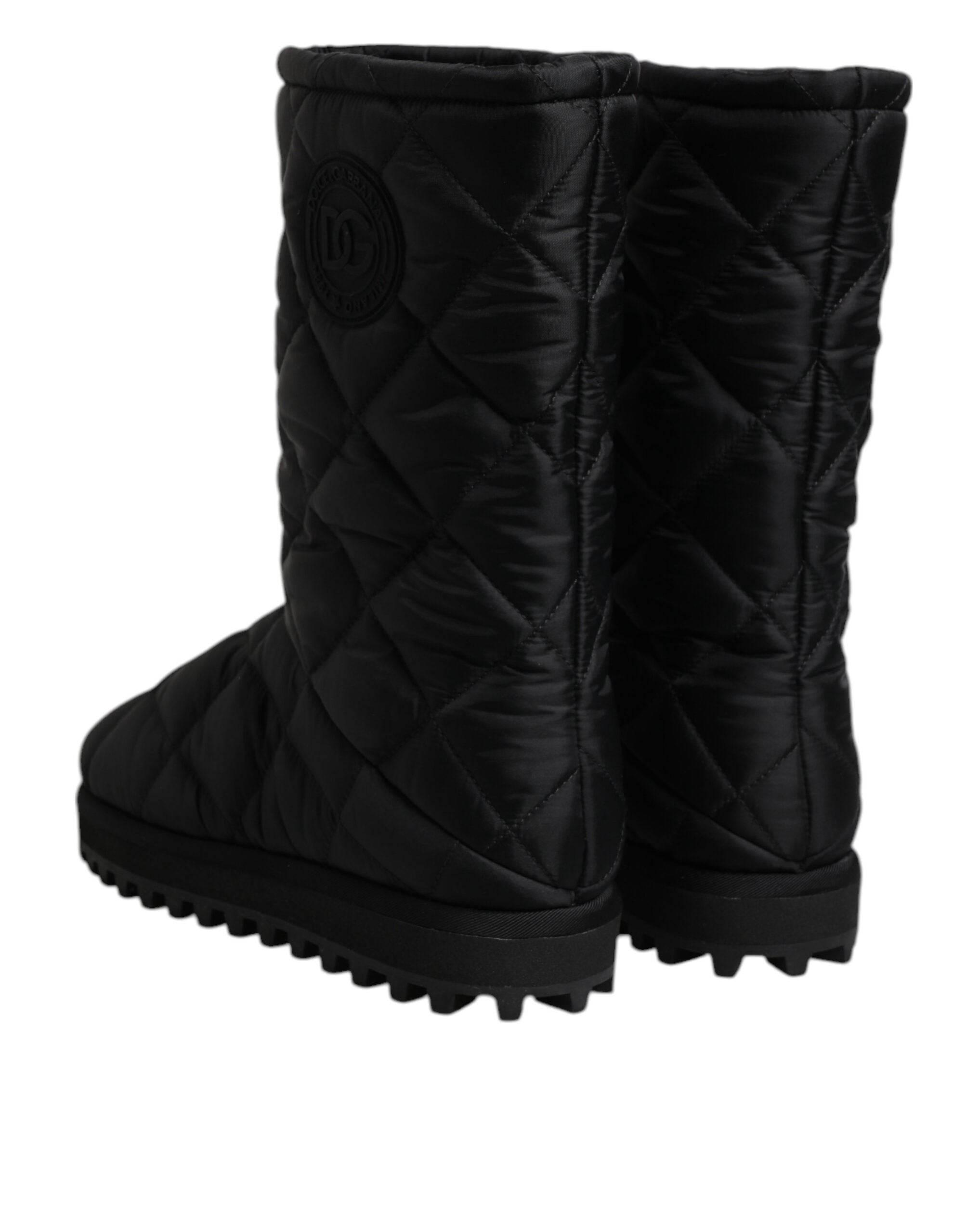 Dolce & Gabbana Black Polyester Padded Mid Calf Boots Winter Shoes - Hilstor