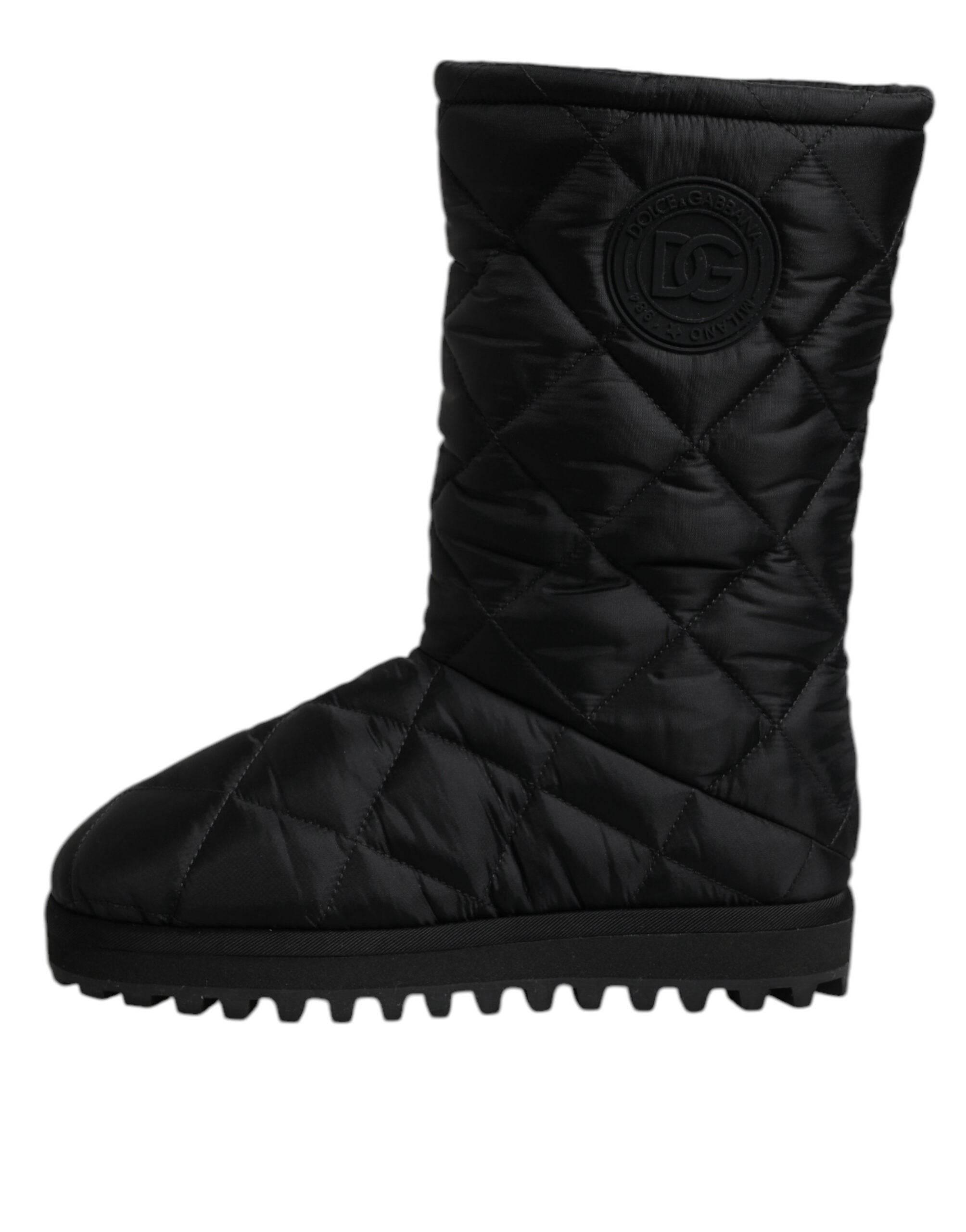 Dolce & Gabbana Black Polyester Padded Mid Calf Boots Winter Shoes - Hilstor