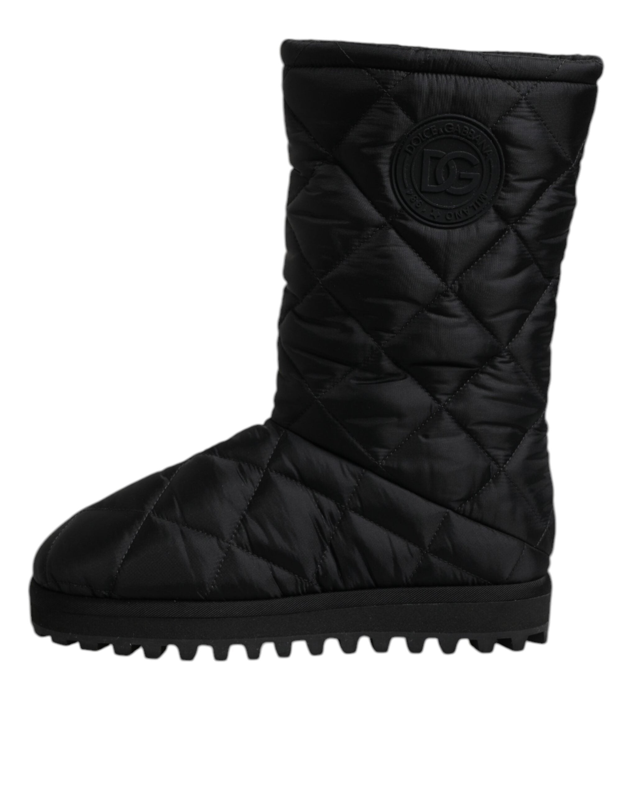 Dolce &amp; Gabbana Svarta Polyester Vadderade Mid Vadd Stövlar Vinterskor