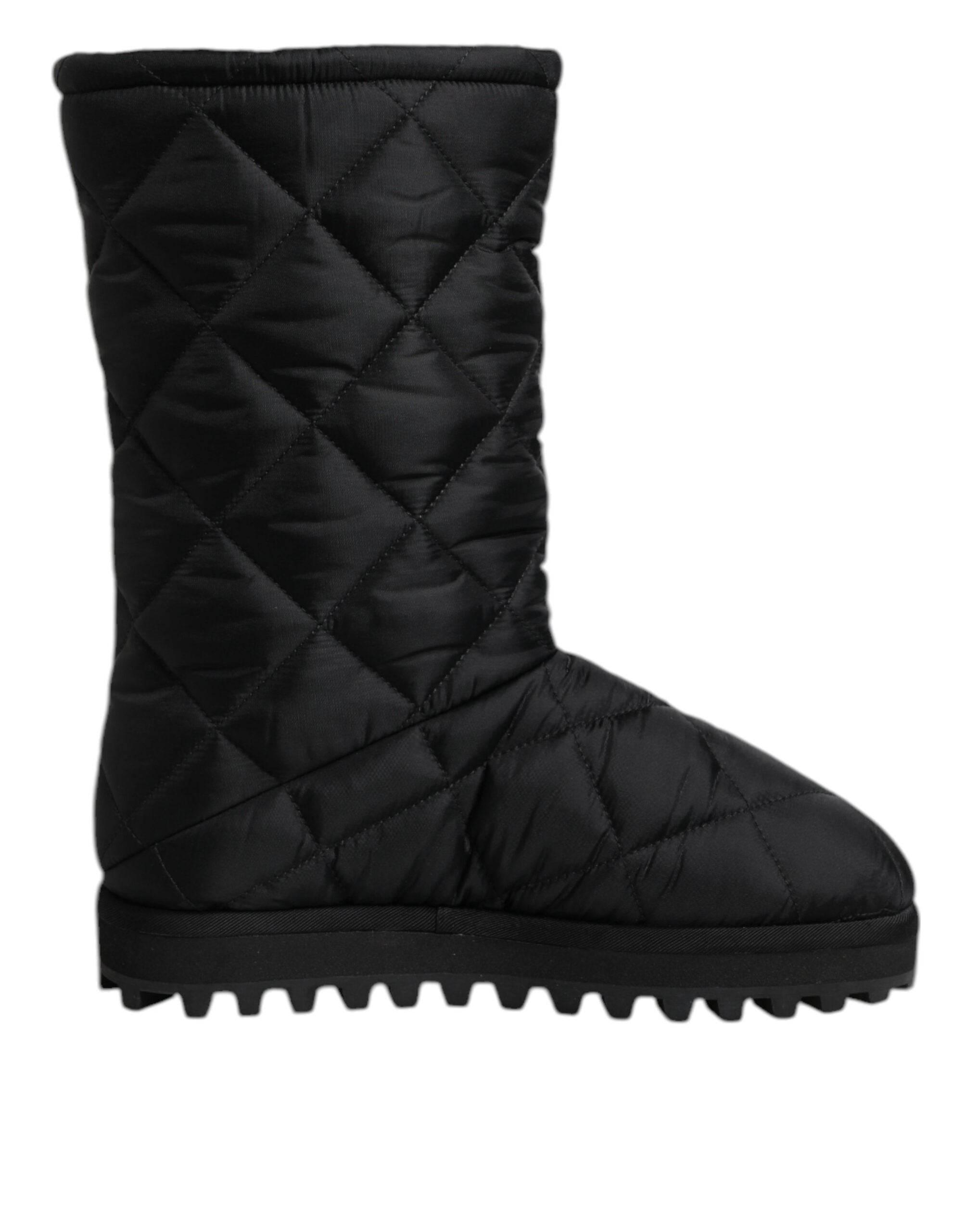Dolce & Gabbana Black Polyester Padded Mid Calf Boots Winter Shoes - Hilstor