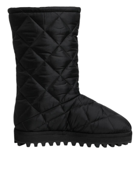 Dolce & Gabbana Black Polyester Padded Mid Calf Boots Winter Shoes - Hilstor