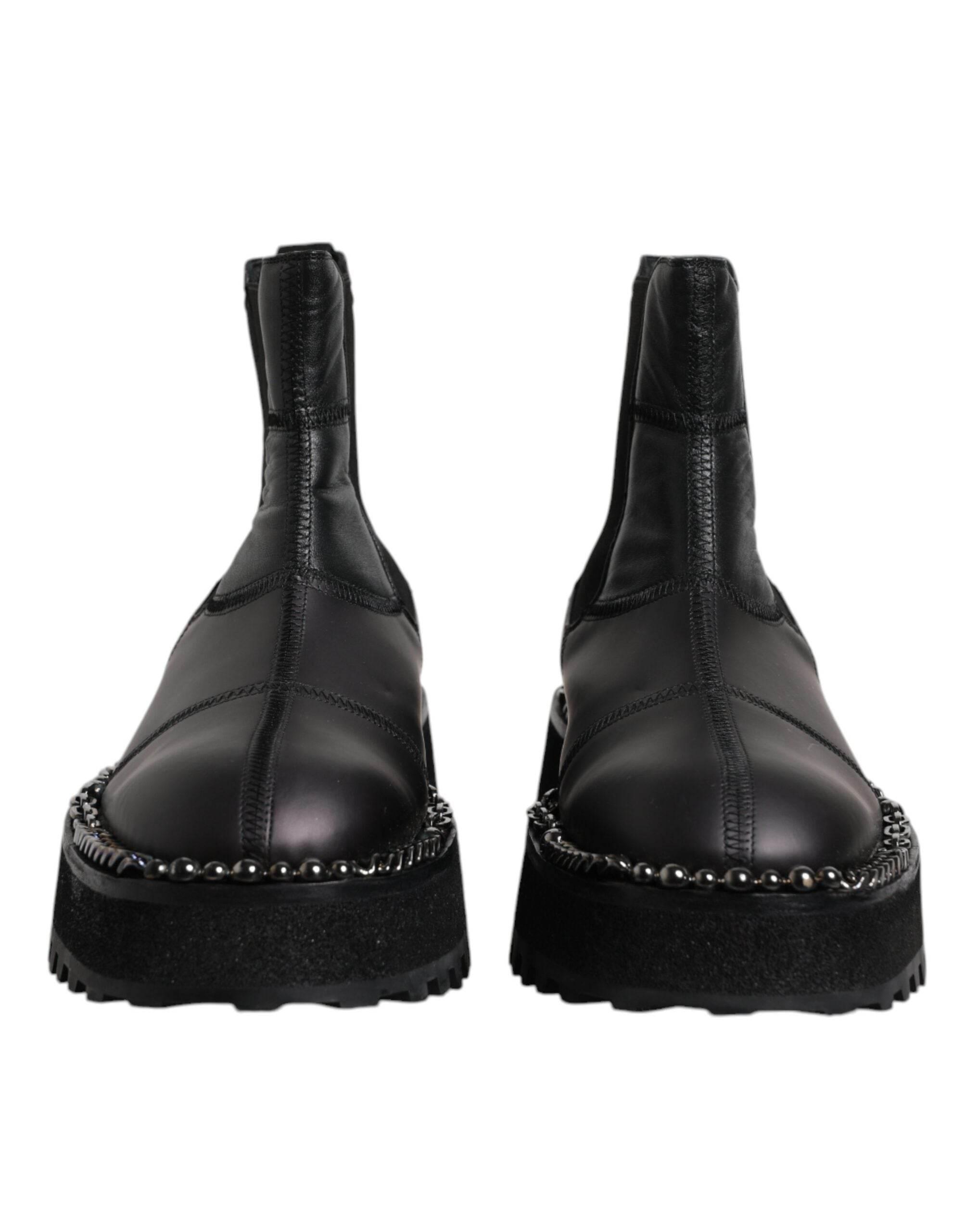 Dolce & Gabbana Black Chelsea Boots Leather Slip On Shoes - Hilstor