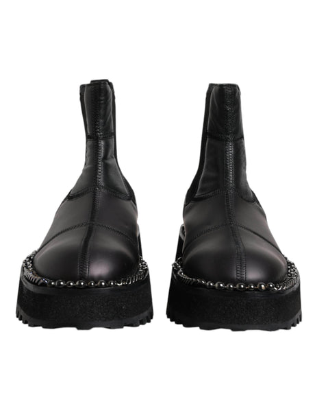 Dolce & Gabbana Black Chelsea Boots Leather Slip On Shoes - Hilstor