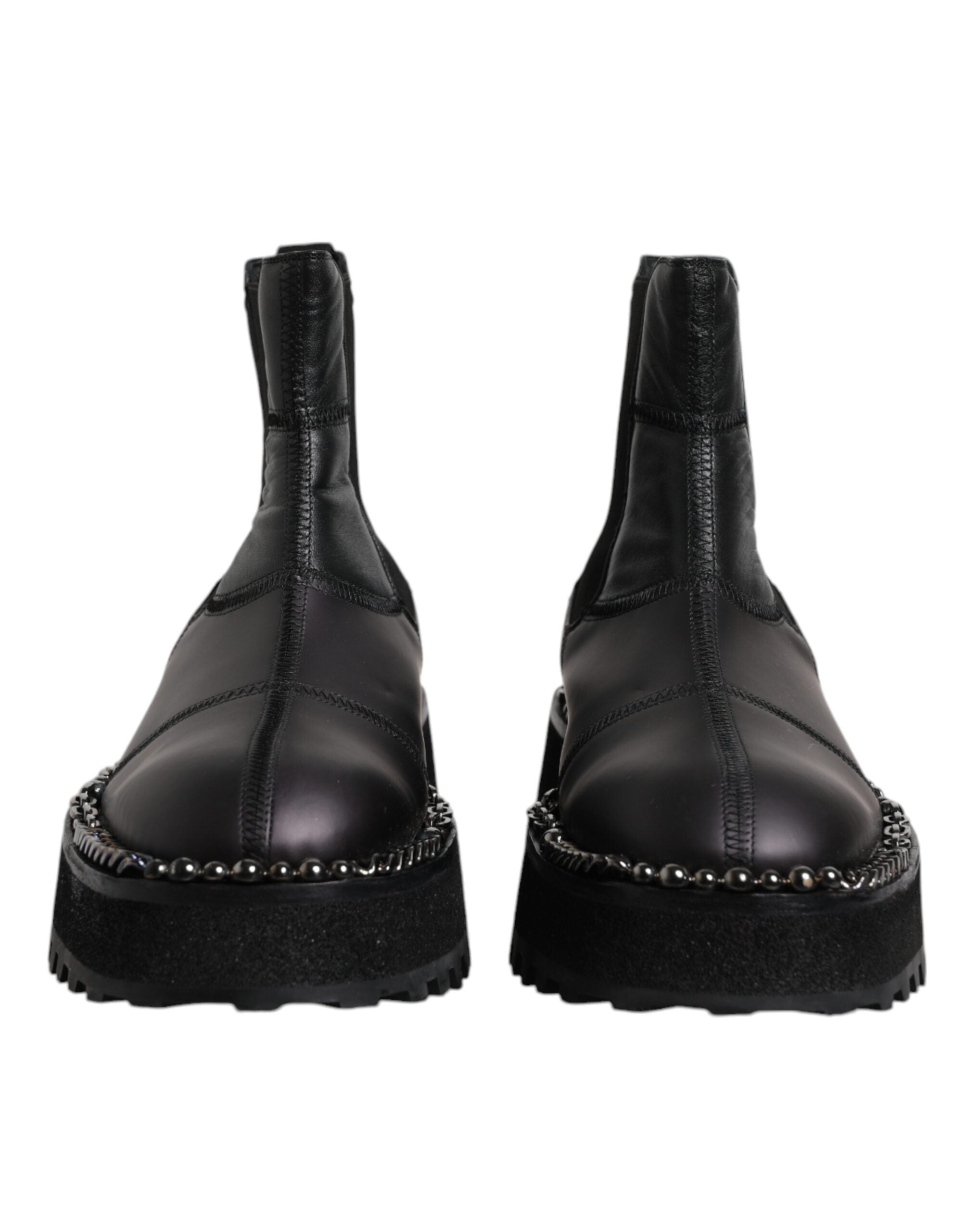 Dolce &amp; Gabbana Sort Chelsea Støvler Læder Slip On Sko