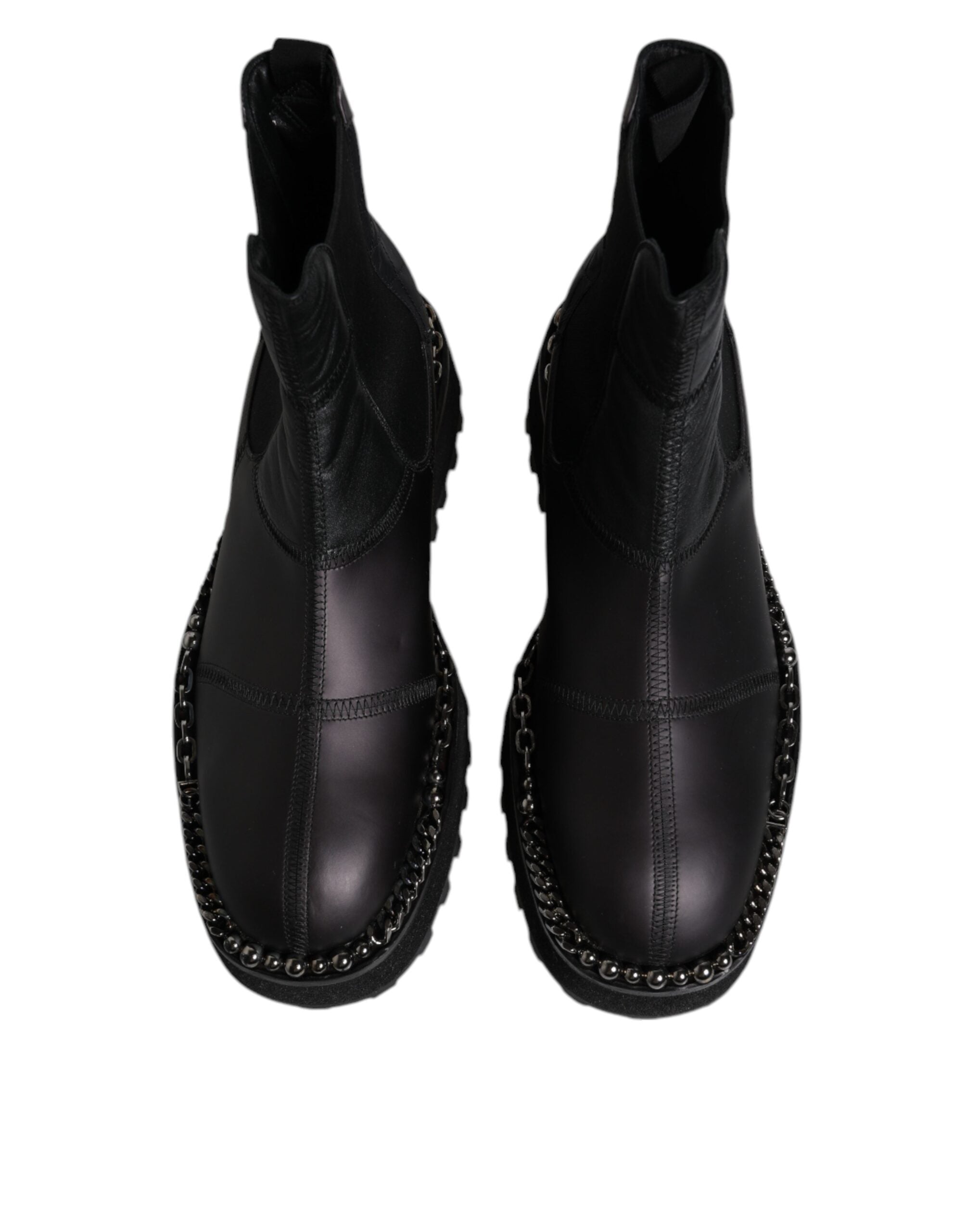 Dolce &amp; Gabbana Sort Chelsea Støvler Læder Slip On Sko
