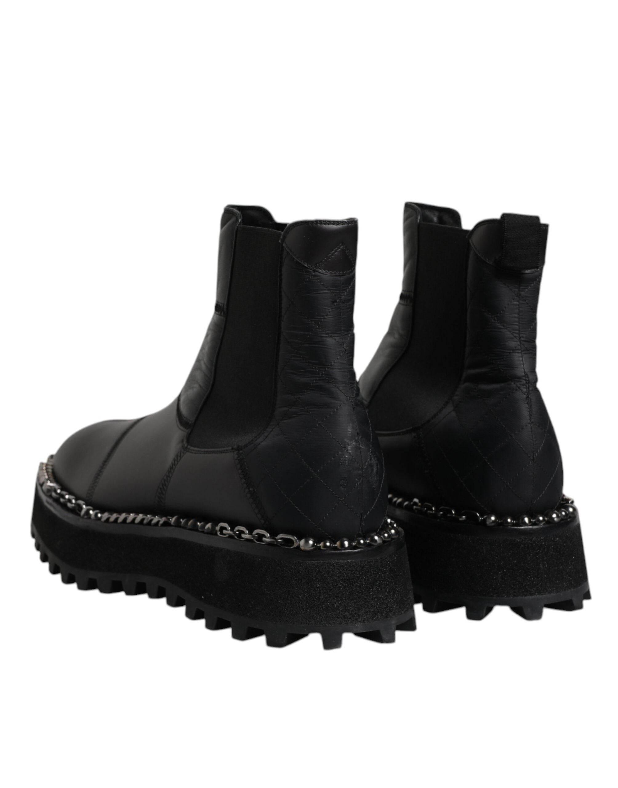 Dolce & Gabbana Black Chelsea Boots Leather Slip On Shoes - Hilstor
