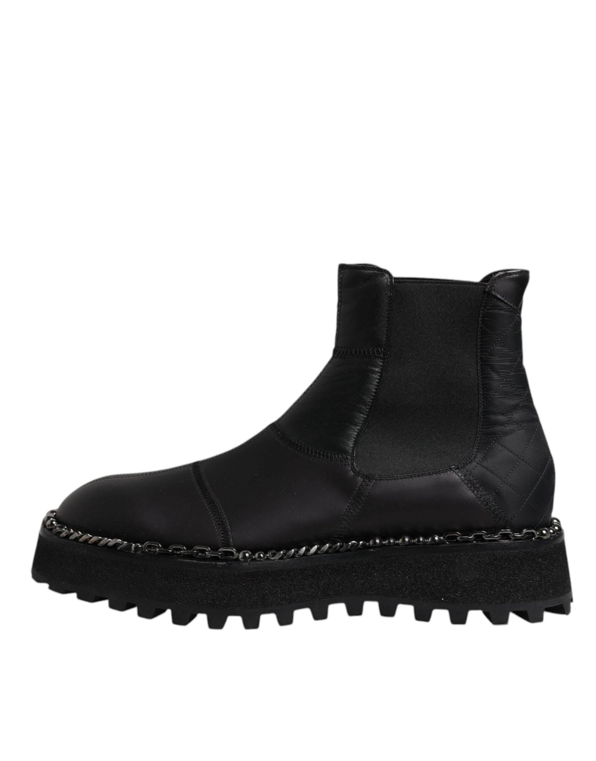 Dolce & Gabbana Black Chelsea Boots Leather Slip On Shoes - Hilstor
