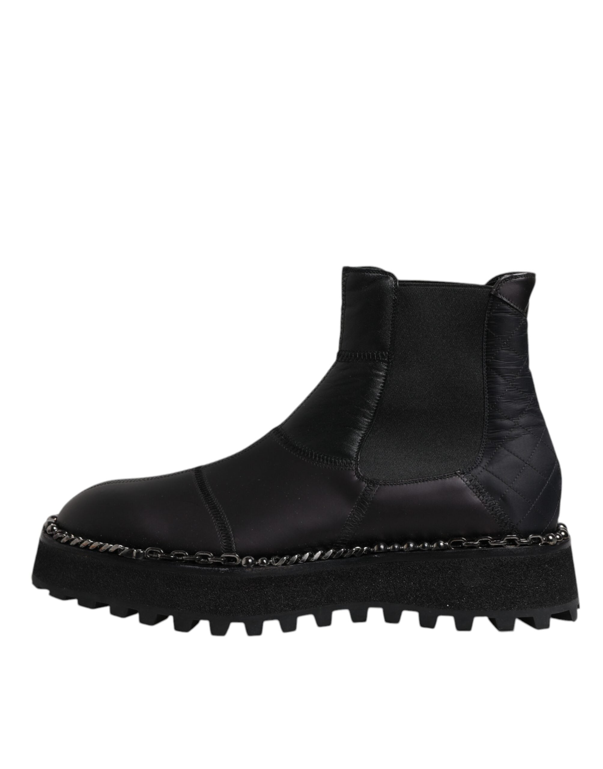 Dolce &amp; Gabbana Sort Chelsea Støvler Læder Slip On Sko