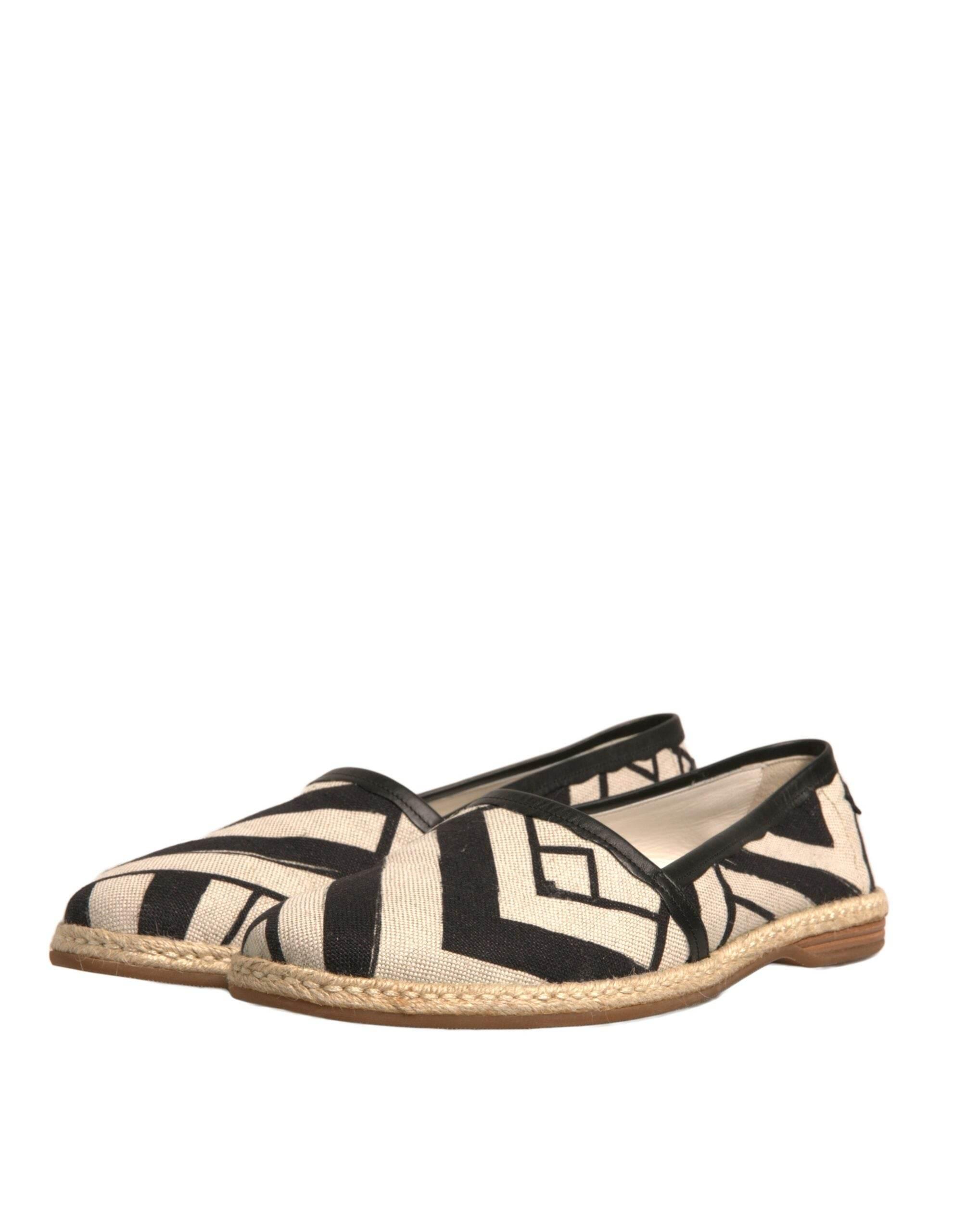 Dolce & Gabbana Black White Stripes Slip On Espadrille Shoes - Hilstor