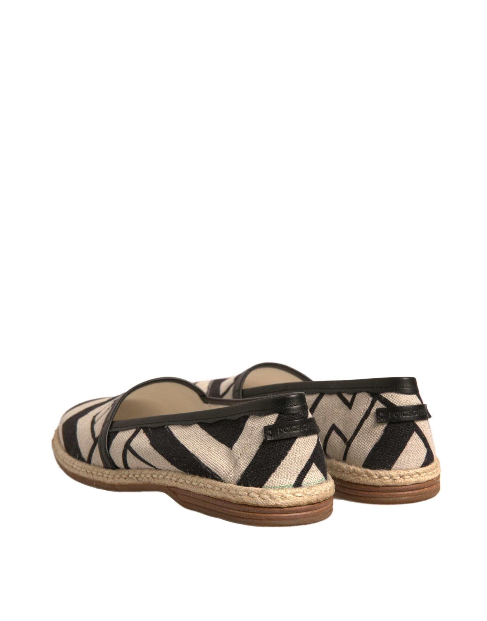 Dolce & Gabbana Black White Stripes Slip On Espadrille Shoes - Hilstor