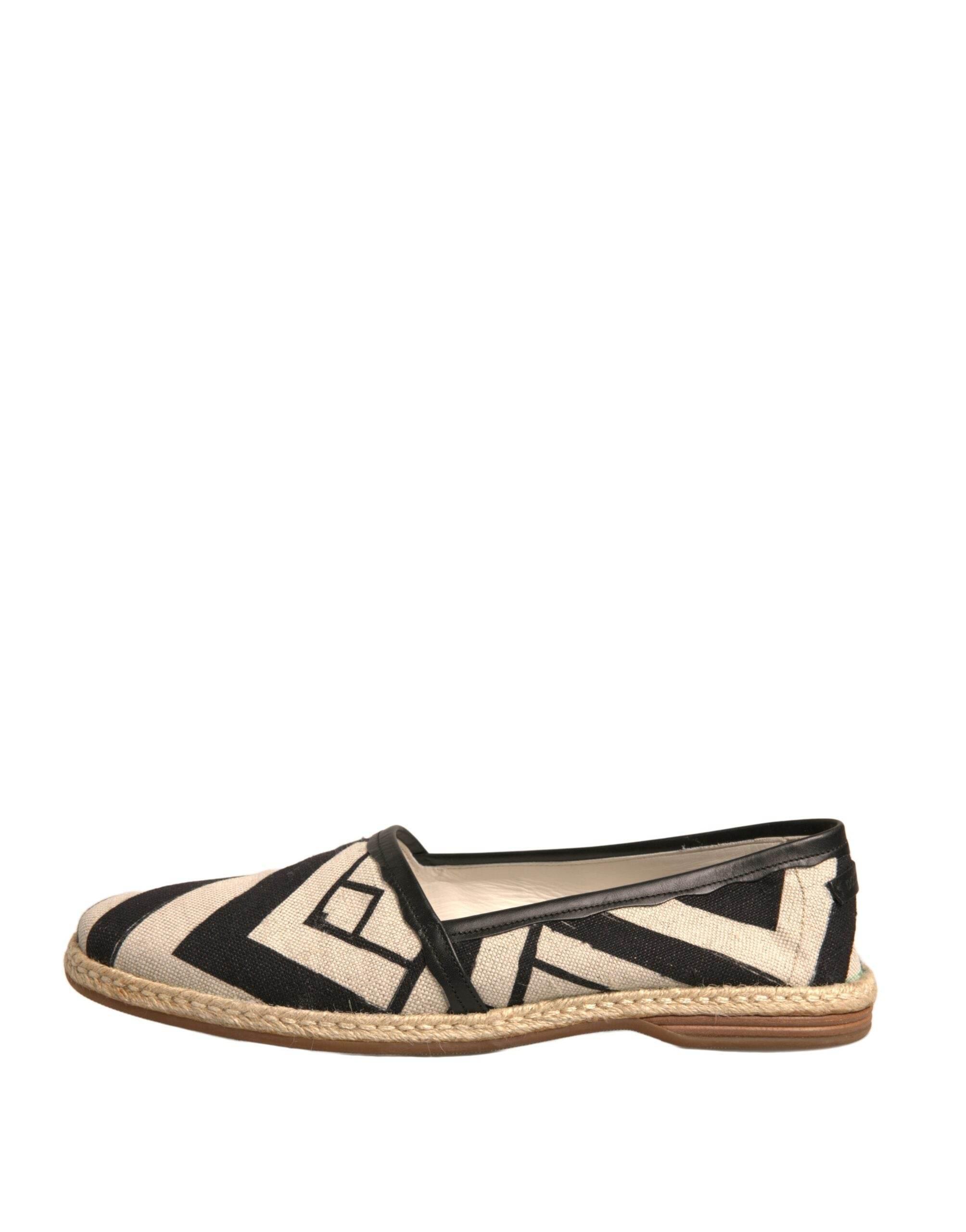 Dolce & Gabbana Black White Stripes Slip On Espadrille Shoes - Hilstor