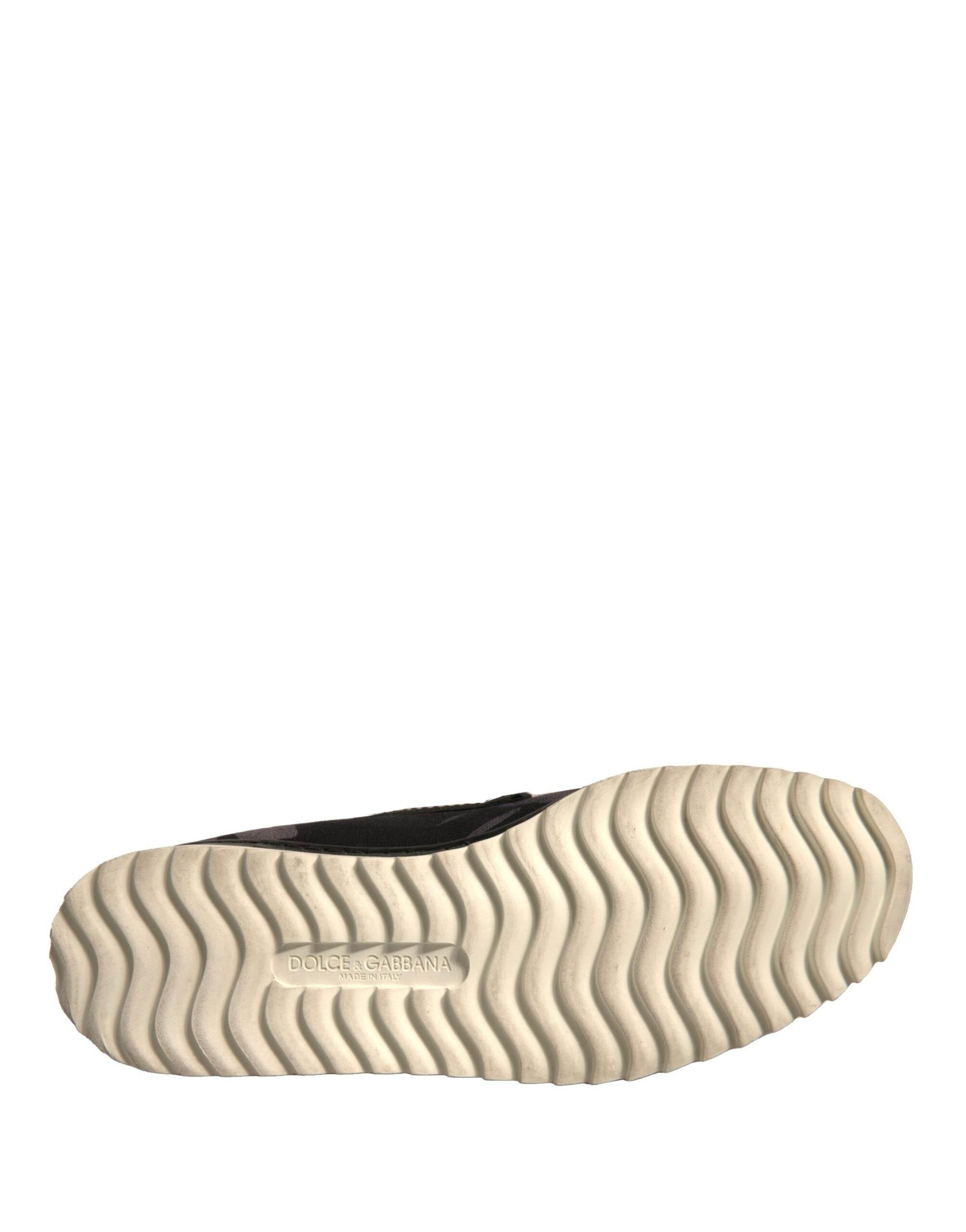 Dolce & Gabbana Black Canvas Tropical Print Slip On Shoes - Hilstor