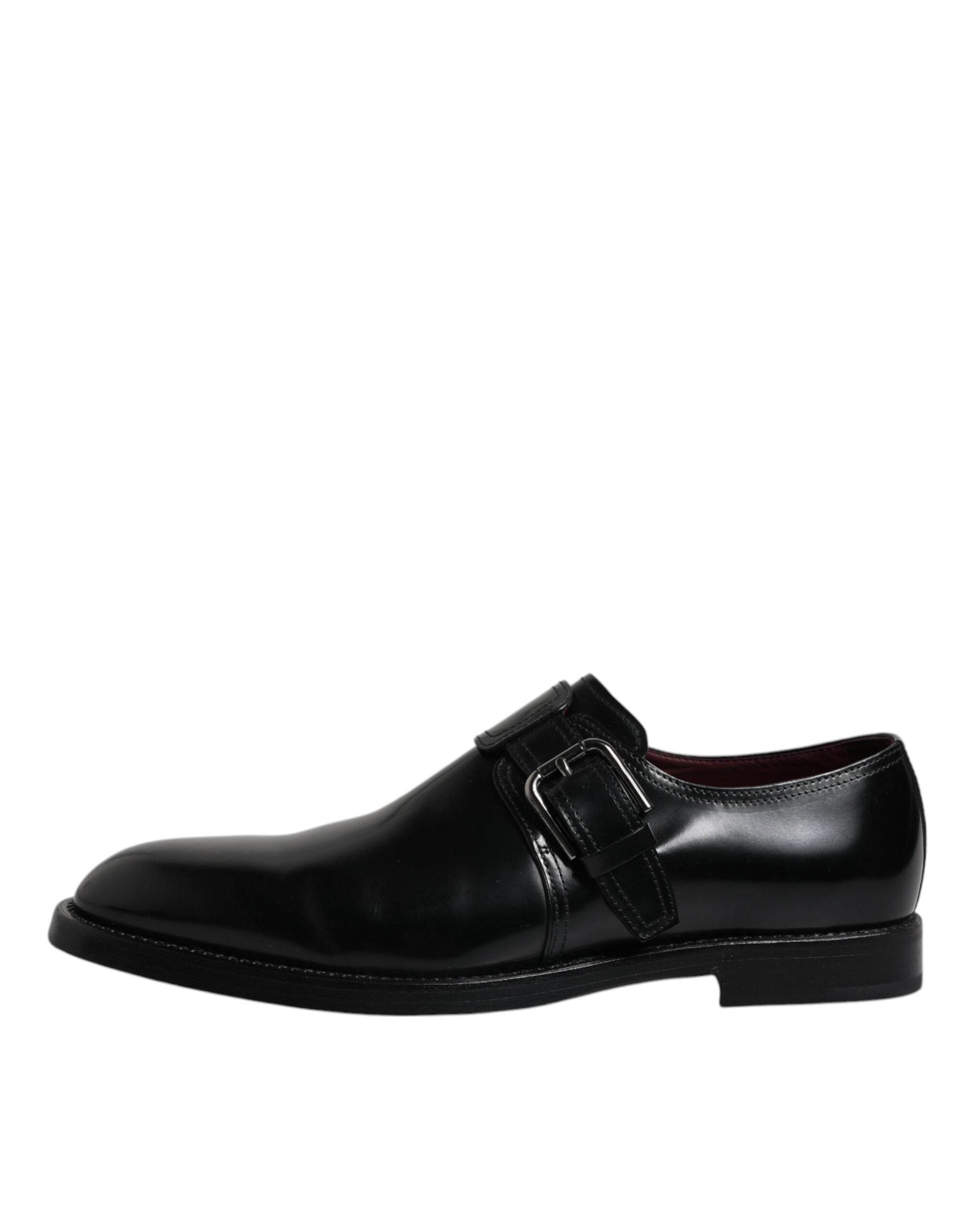 Dolce & Gabbana Black Leather Monk Strap Derby Formal Shoes - Hilstor