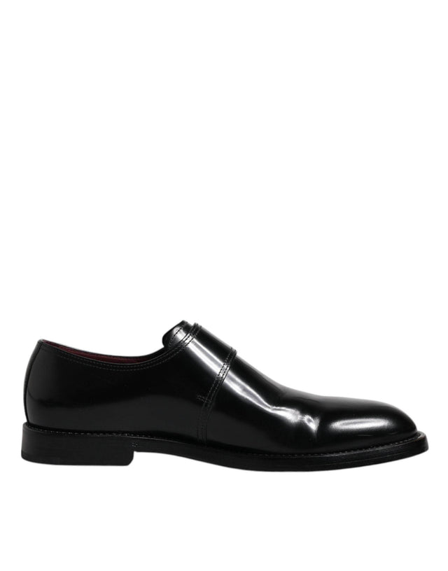 Dolce & Gabbana Black Leather Monk Strap Derby Formal Shoes - Hilstor