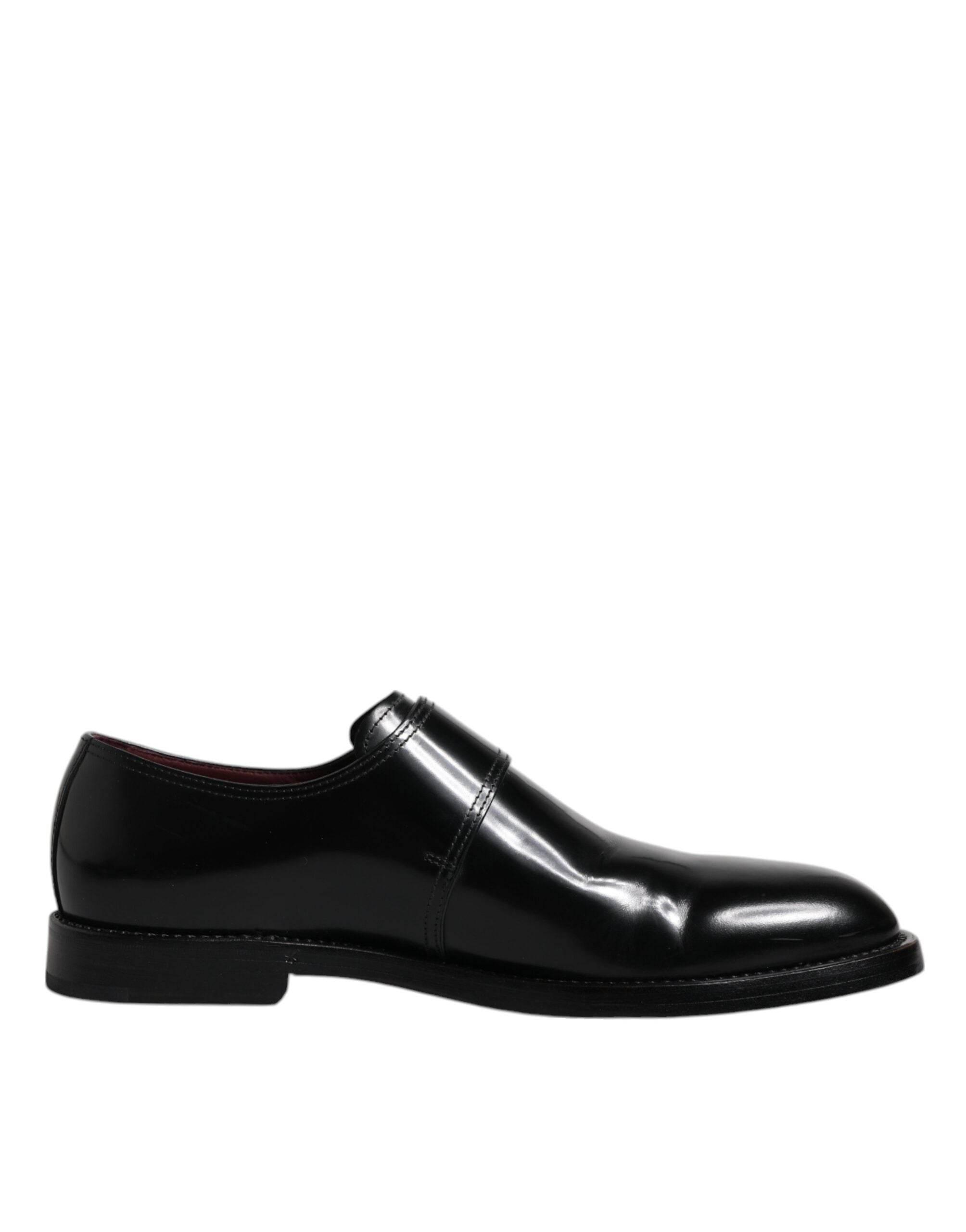 Dolce & Gabbana Black Leather Monk Strap Derby Formal Shoes - Hilstor