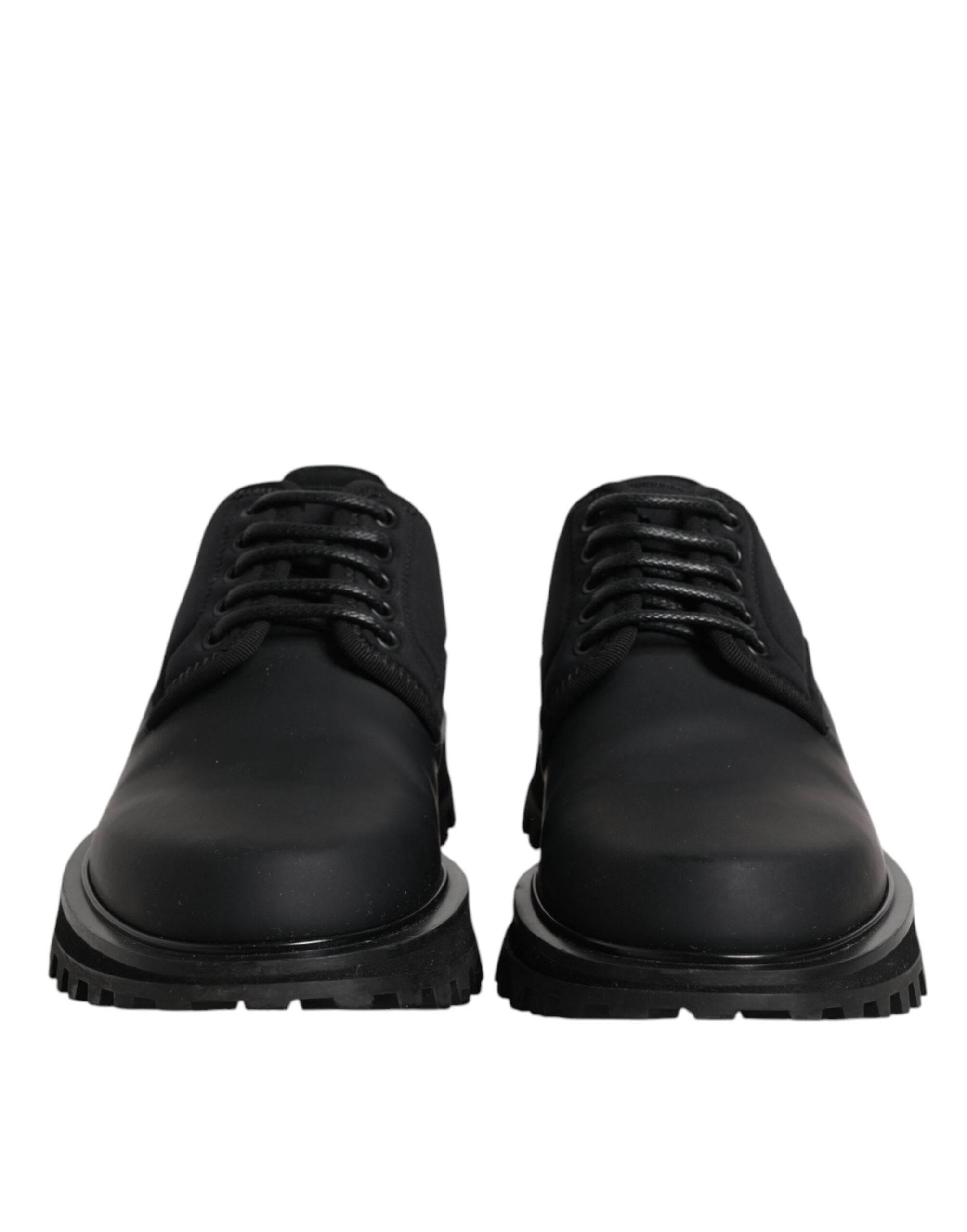 Dolce & Gabbana Black Leather Lace Up Trekking Dress Shoes - Hilstor