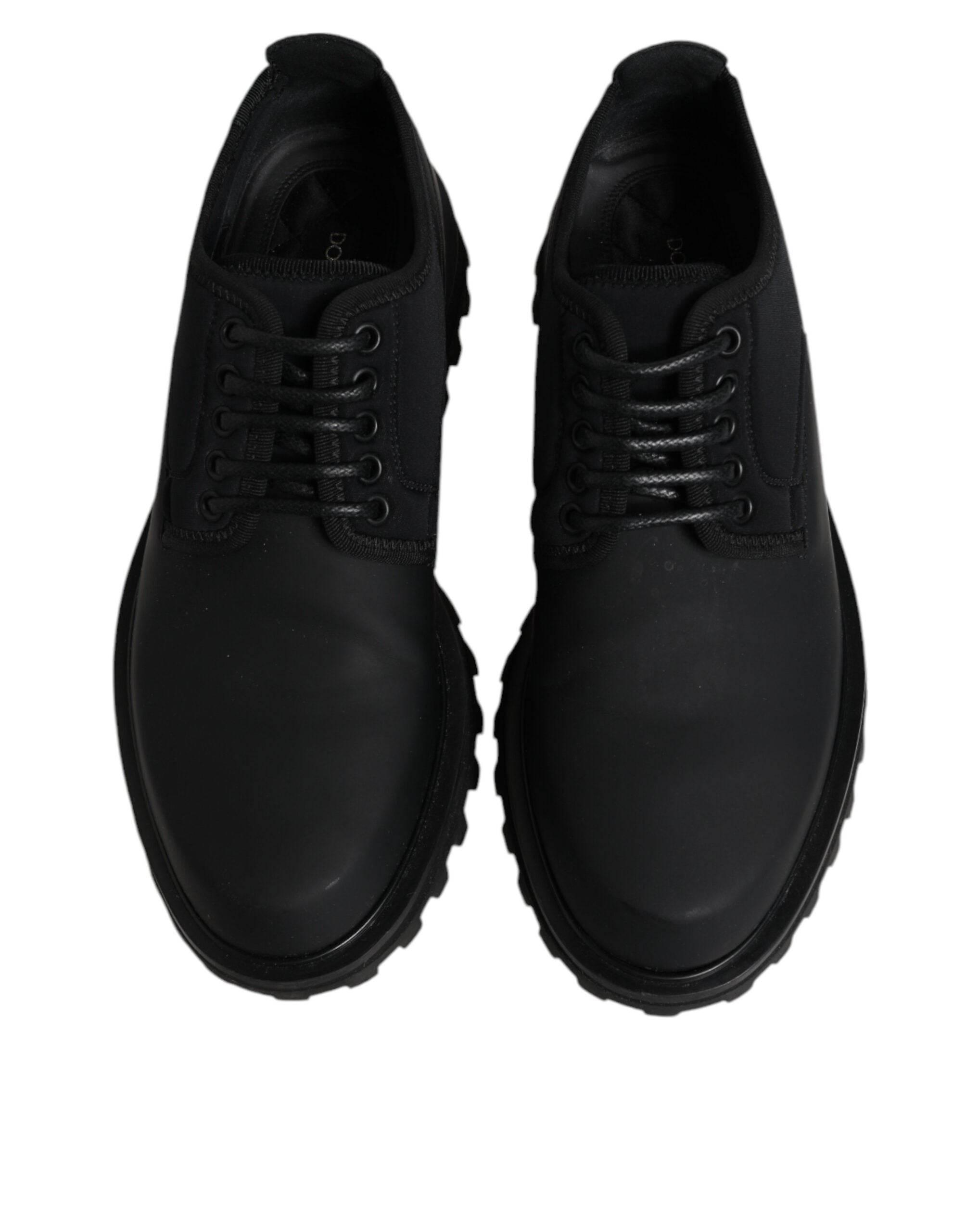 Dolce & Gabbana Black Leather Lace Up Trekking Dress Shoes - Hilstor
