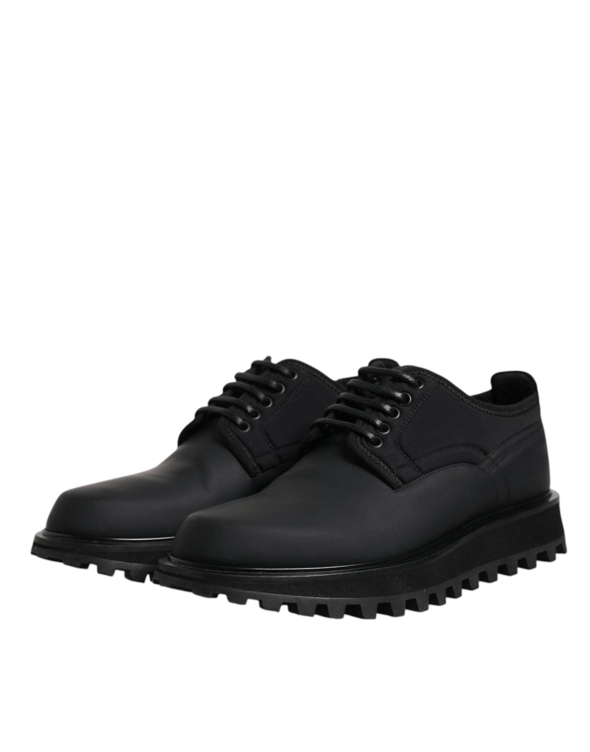 Dolce & Gabbana Black Leather Lace Up Trekking Dress Shoes - Hilstor