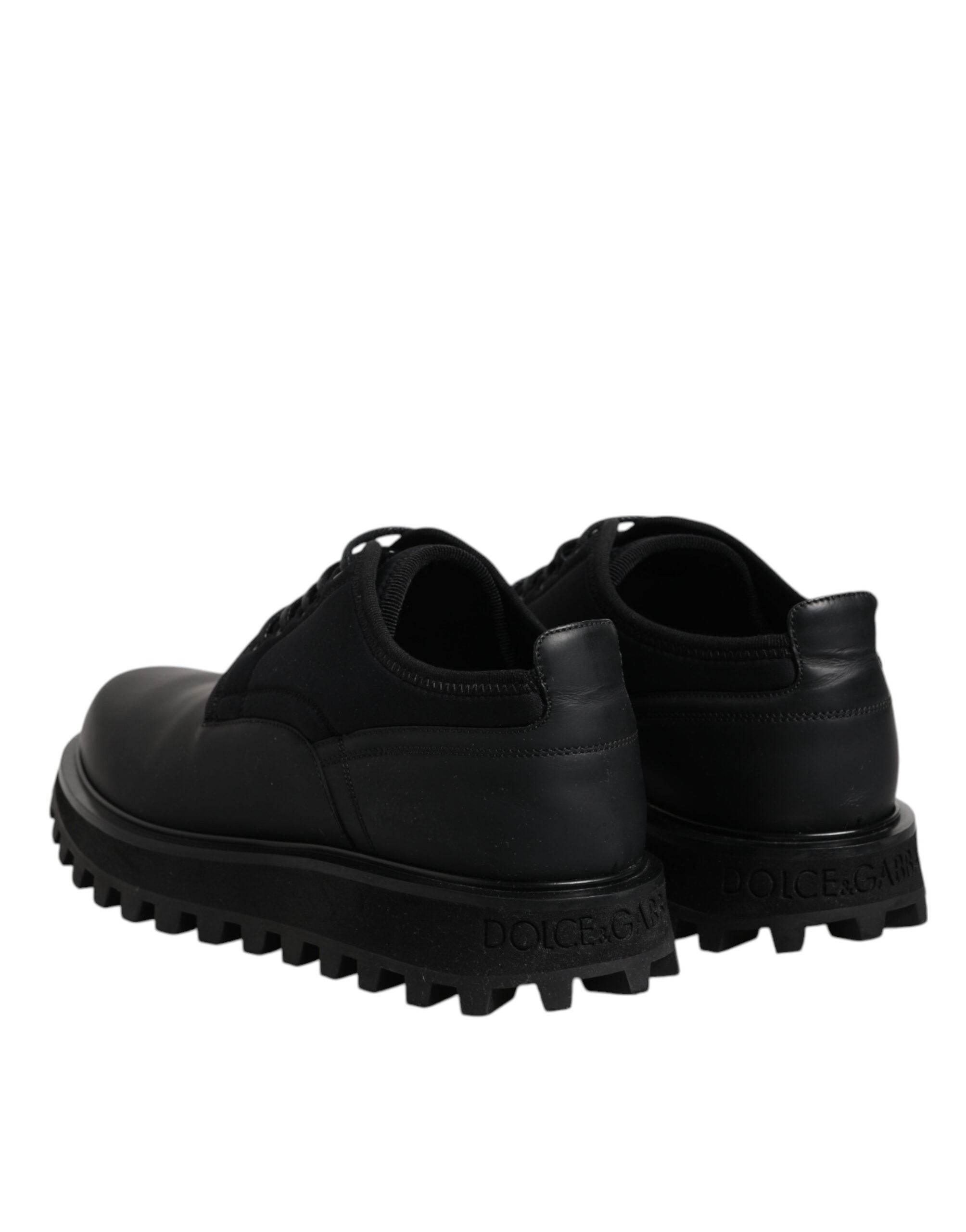 Dolce & Gabbana Black Leather Lace Up Trekking Dress Shoes - Hilstor